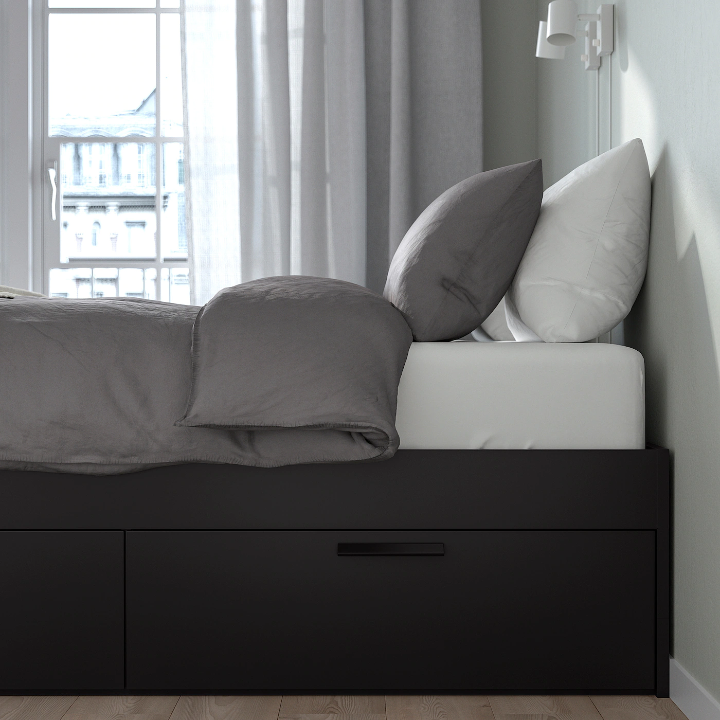 IKEA BRIMNES Bed Frame With Storage Black/Lönset King - Image 3