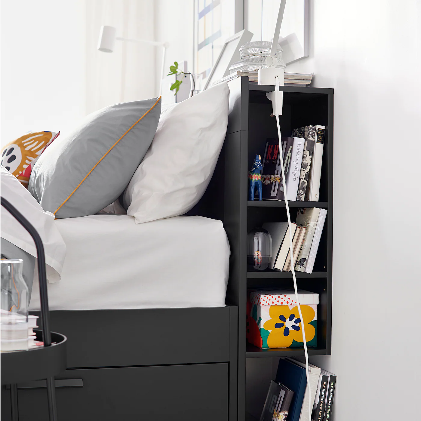 IKEA BRIMNES Bed Frame With Storage & Headboard Black/Luröy Queen - Image 3