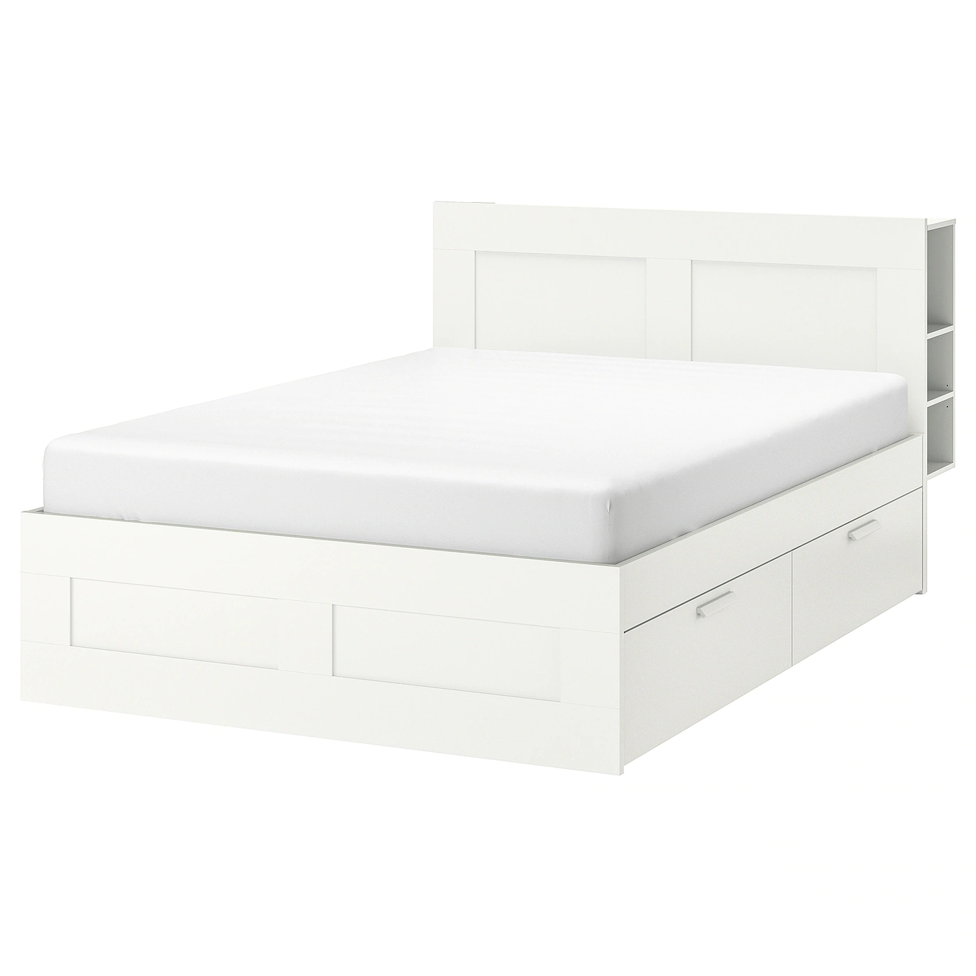 IKEA BRIMNES Bed Frame With Storage & Headboard White/Luröy Queen
