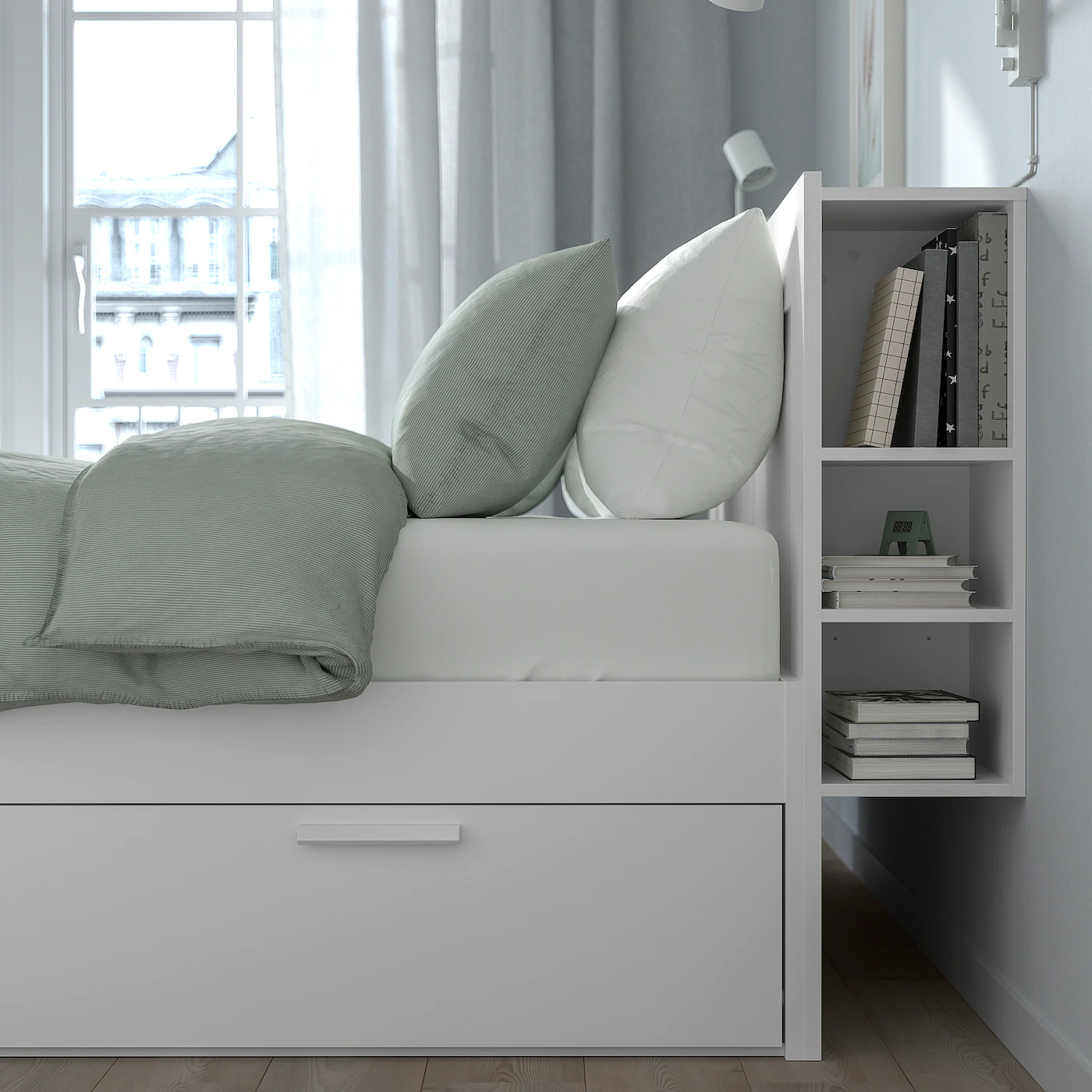 IKEA BRIMNES Bed Frame With Storage & Headboard White/Luröy Full - Image 5