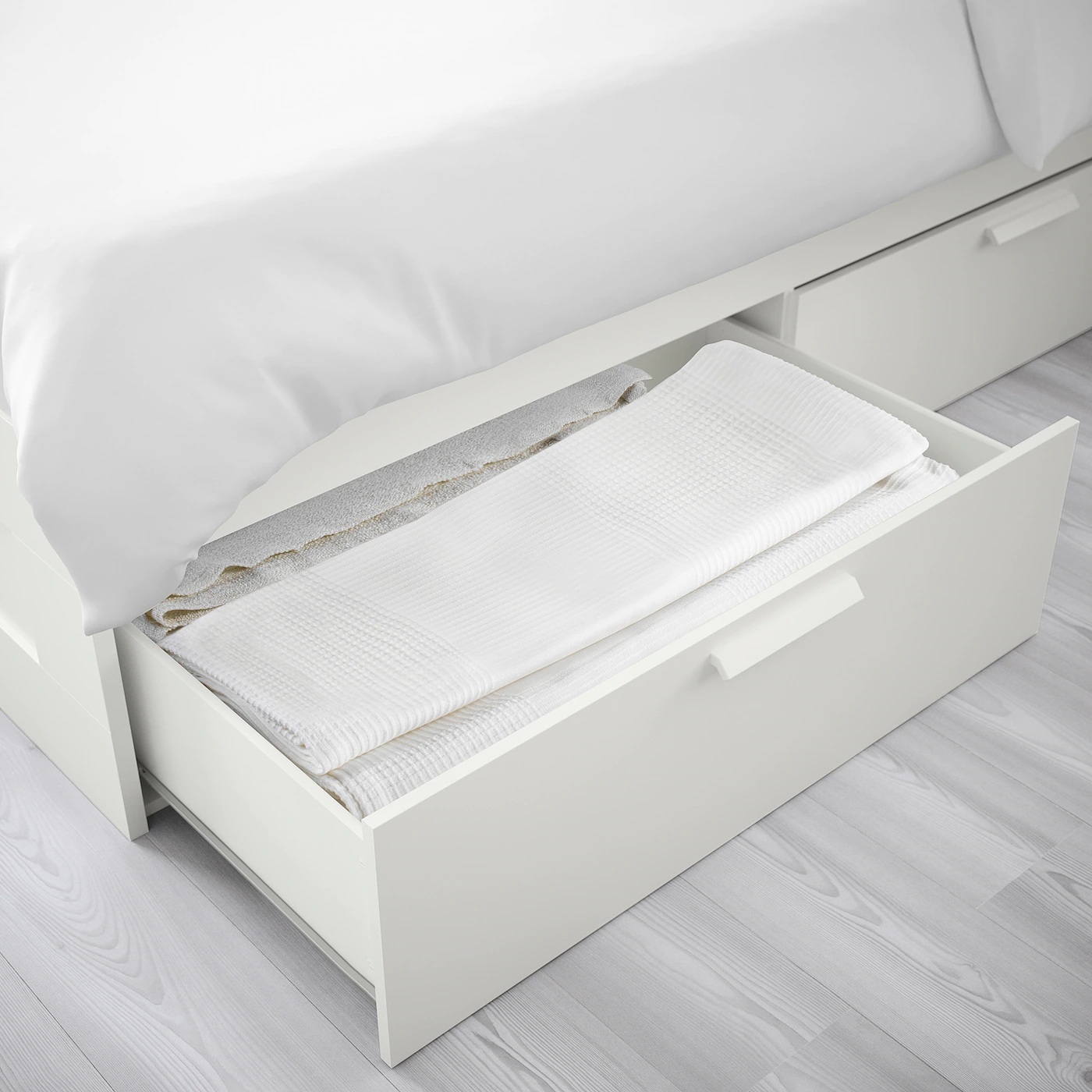 IKEA BRIMNES Bed Frame With Storage White/Luröy King - Image 6