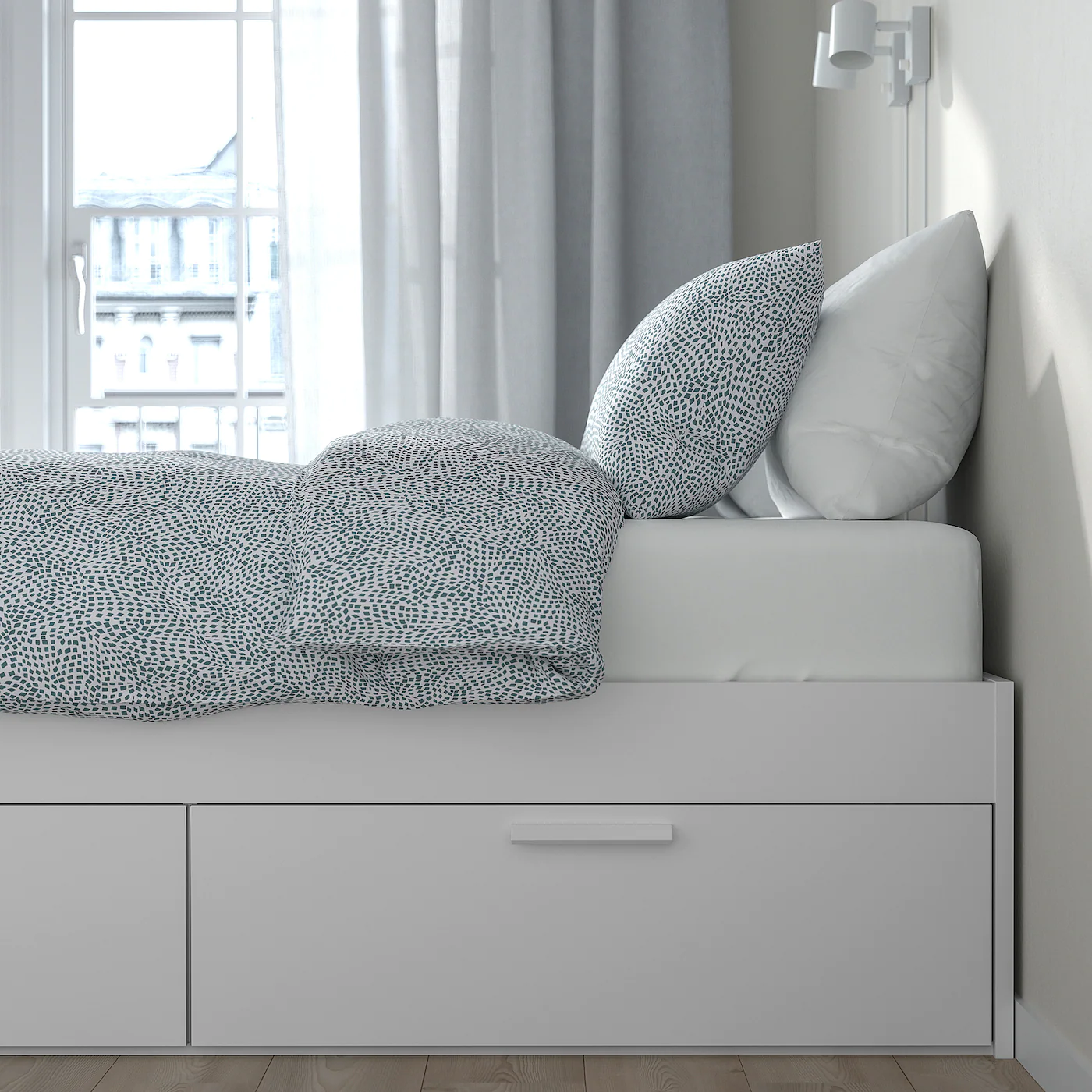 IKEA BRIMNES Bed Frame With Storage White/Luröy Queen - Image 5