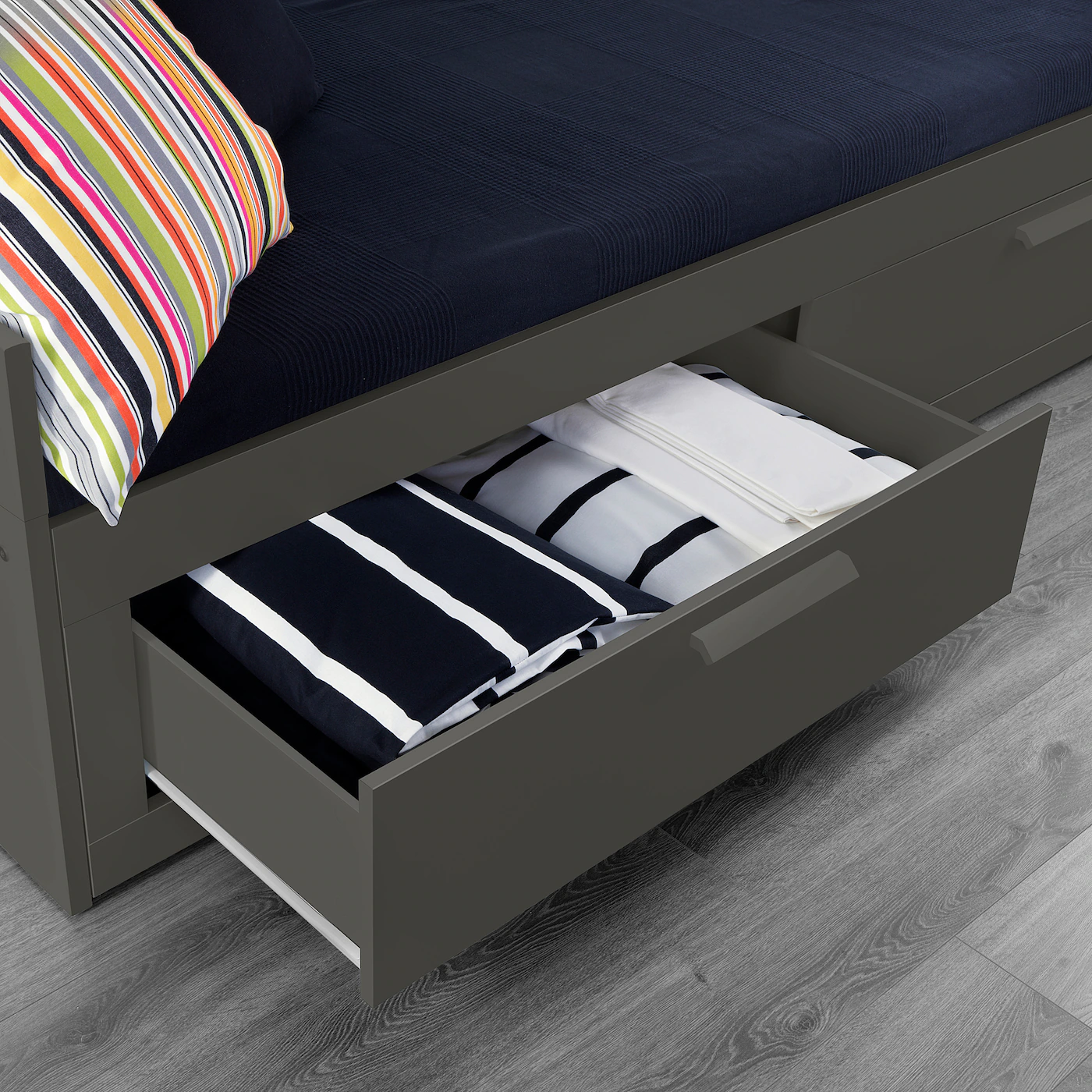 IKEA BRIMNES Daybed With 2 Drawers/2 Mattresses Gray/Minnesund Firm Twin - Image 5