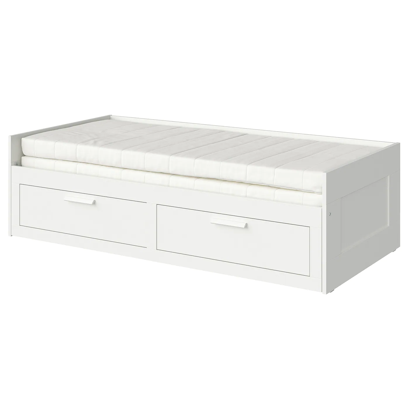 IKEA BRIMNES Daybed With 2 Drawers/2 Mattresses White/Minnesund Firm Twin