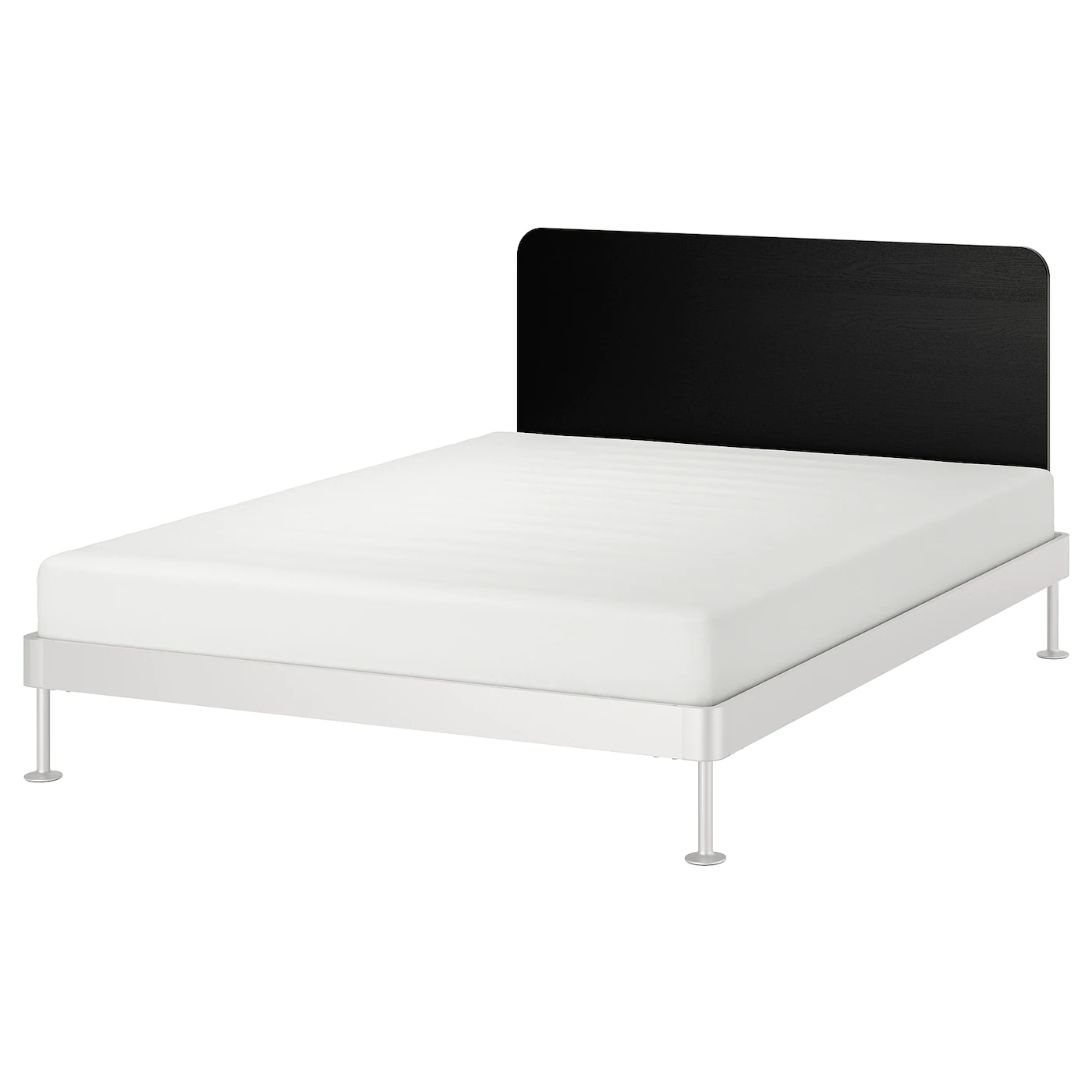 IKEA DELAKTIG Bed Frame With Headboard Aluminum/black Queen