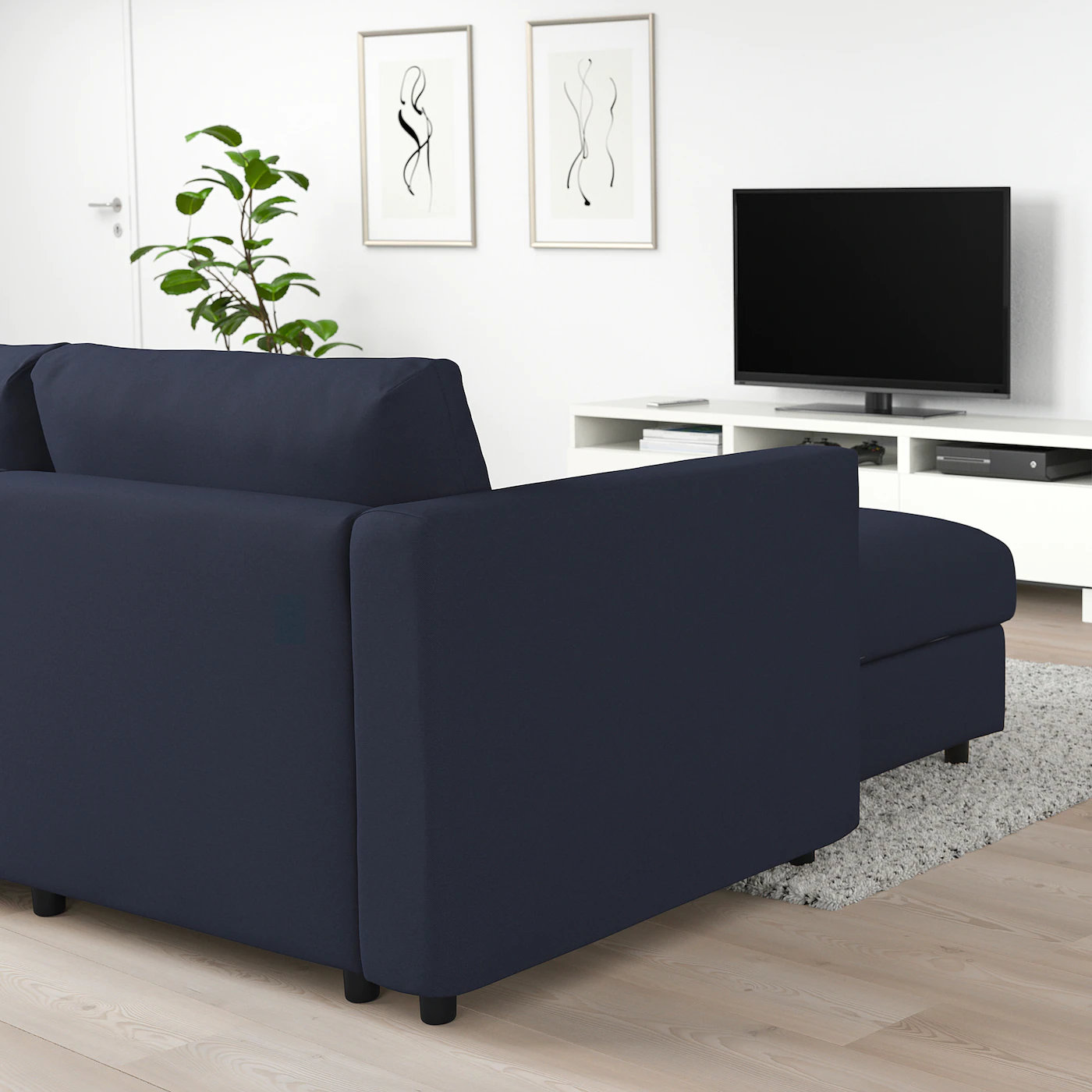 IKEA FINNALA Sleeper Sofa With Chaise/Orrsta Blackblue - Image 4