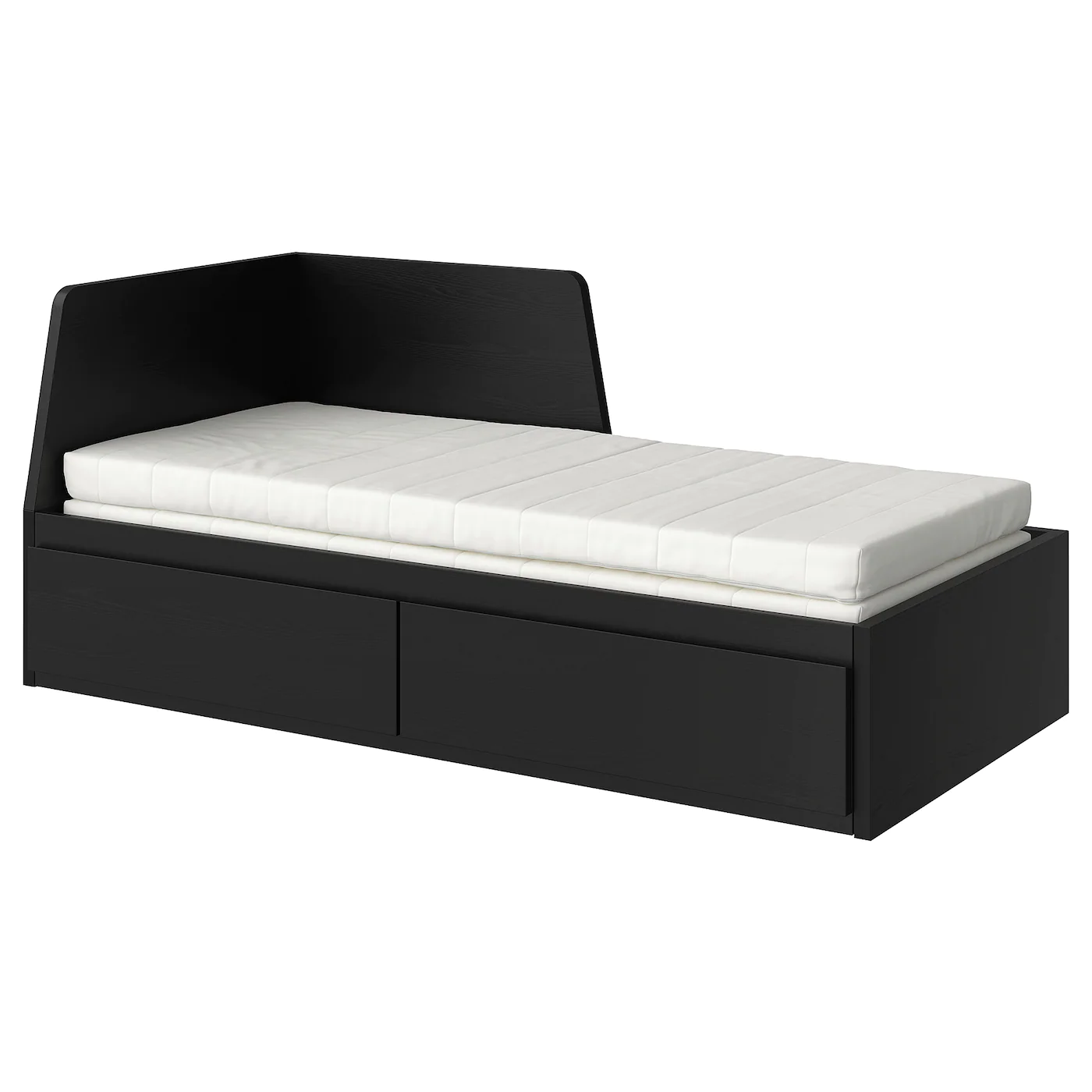 IKEA FLEKKE Daybed With 2 Drawers/2 Mattresses Blackbrown/Minnesund Firm Twin