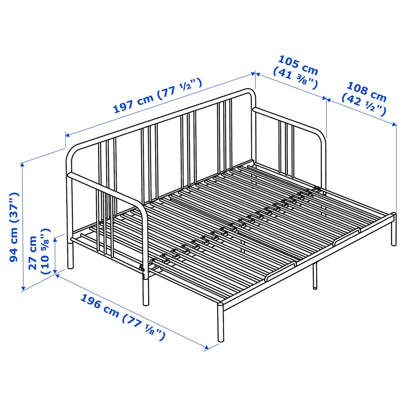 IKEA FYRESDAL Daybed Frame Black Twin - Image 8