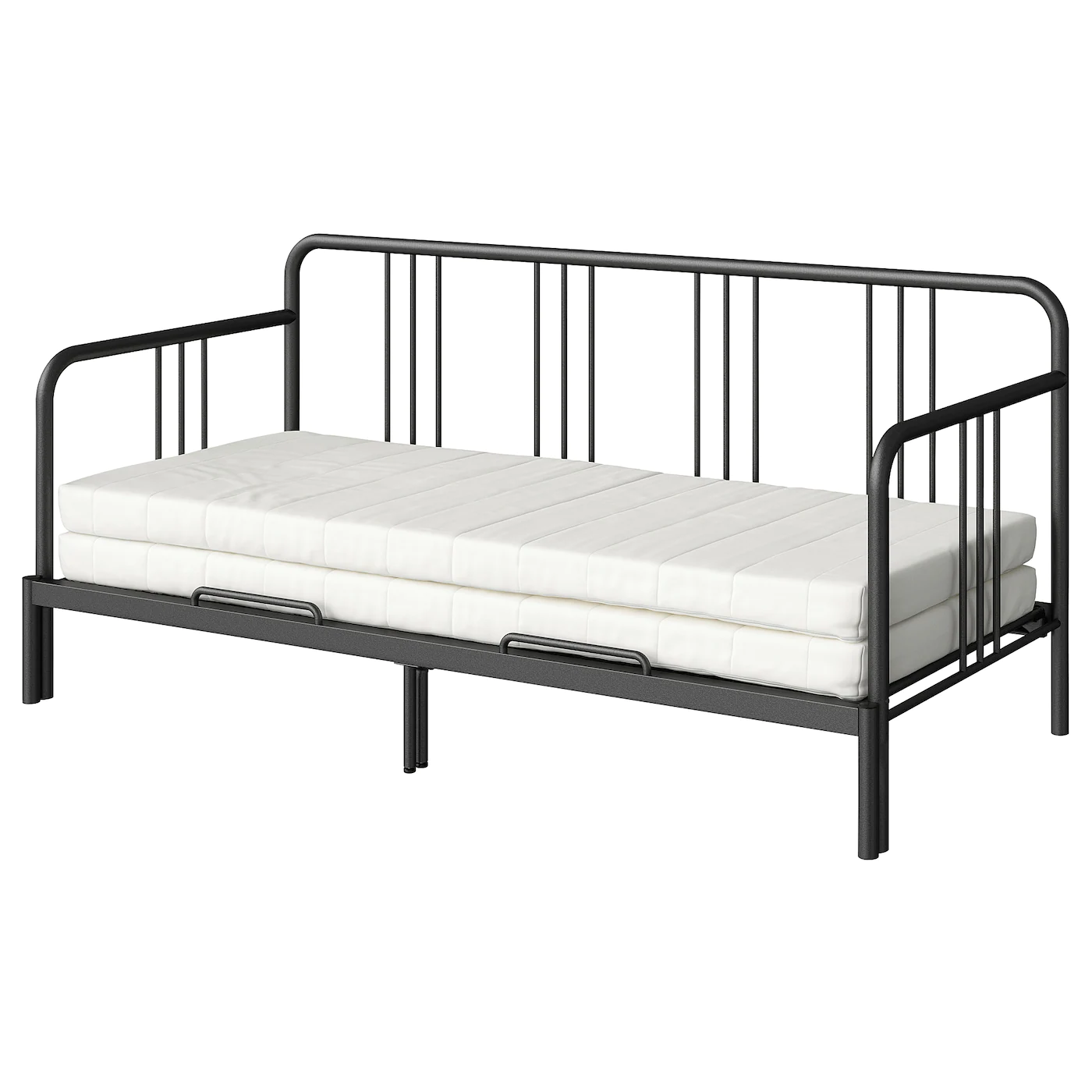 IKEA FYRESDAL Daybed With 2 Mattresses Black/Minnesund Firm Twin