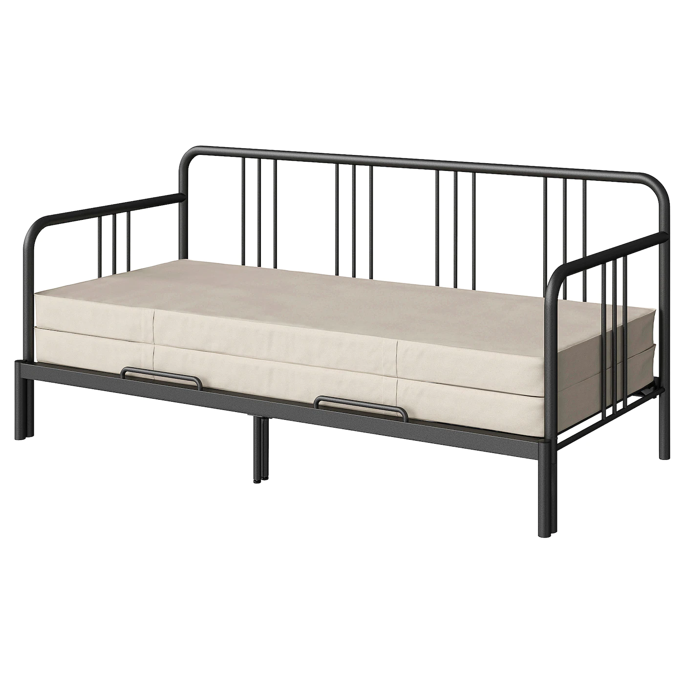 IKEA FYRESDAL Daybed With 2 Mattresses Black/Vannareid Firm Twin