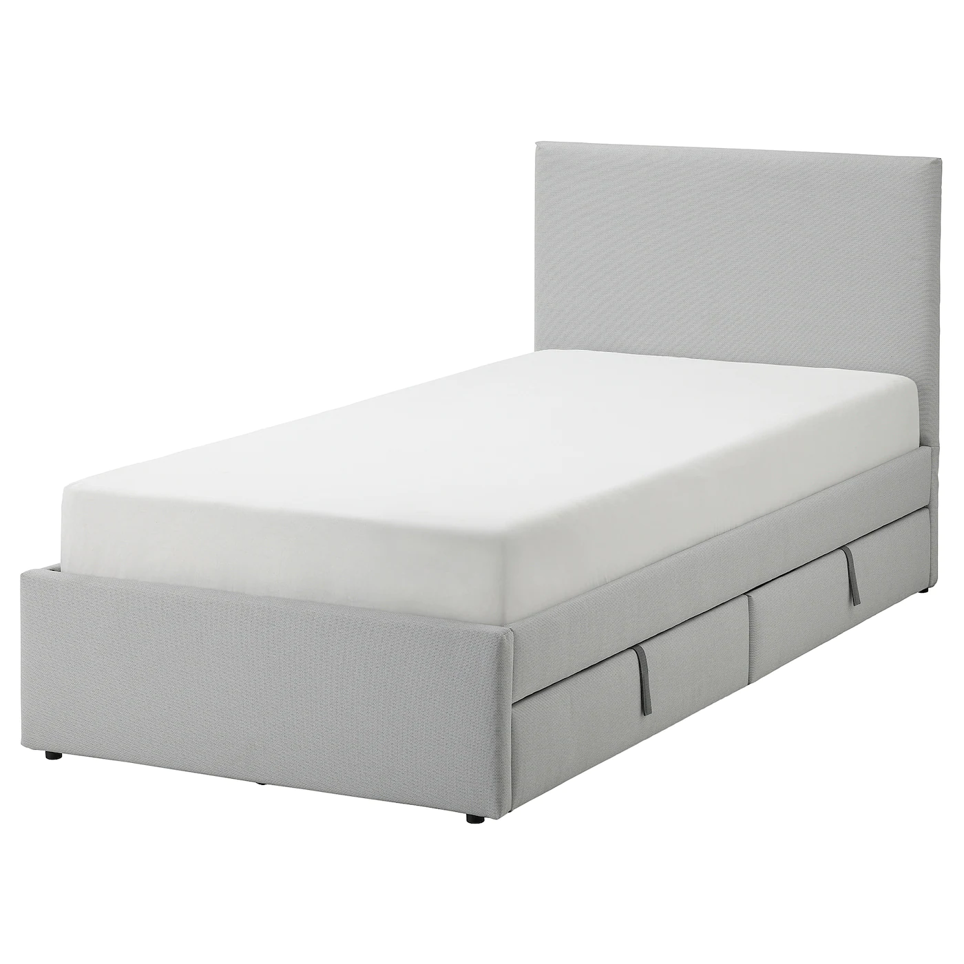 IKEA GLADSTAD Upholstered Bed, 2 Storage Boxes Kabusa Light Gray Twin