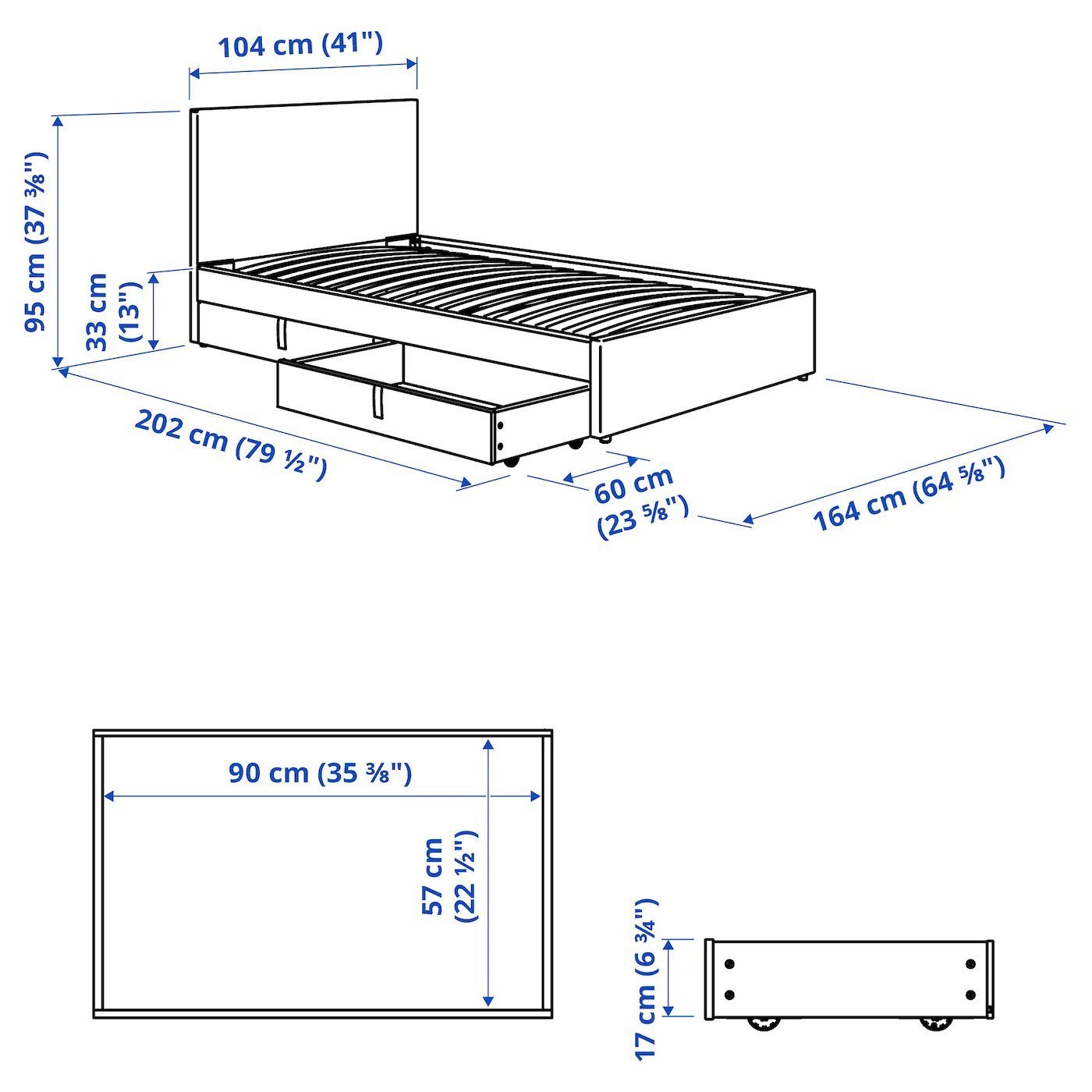 IKEA GLADSTAD Upholstered Bed, 2 Storage Boxes Kabusa Light Gray Twin - Image 8