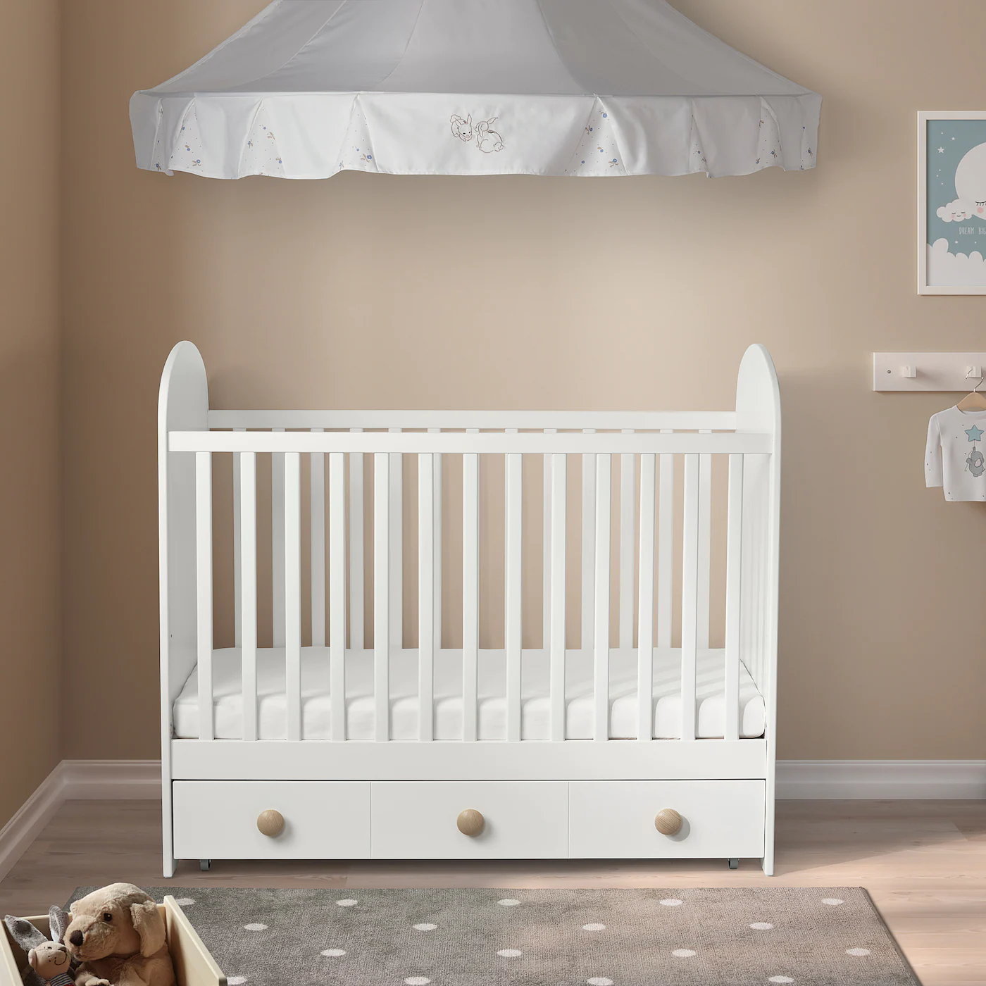 IKEA GONATT Crib With Drawer White 27 1/2x52 " - Image 3