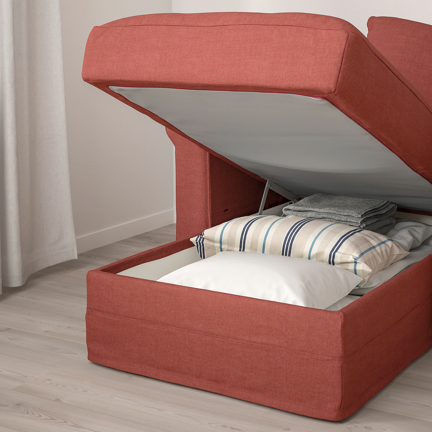 IKEA HÄRLANDA Corner Sleeper Sofa, 5seat With Chaise/Ljungen Light Red - Image 4