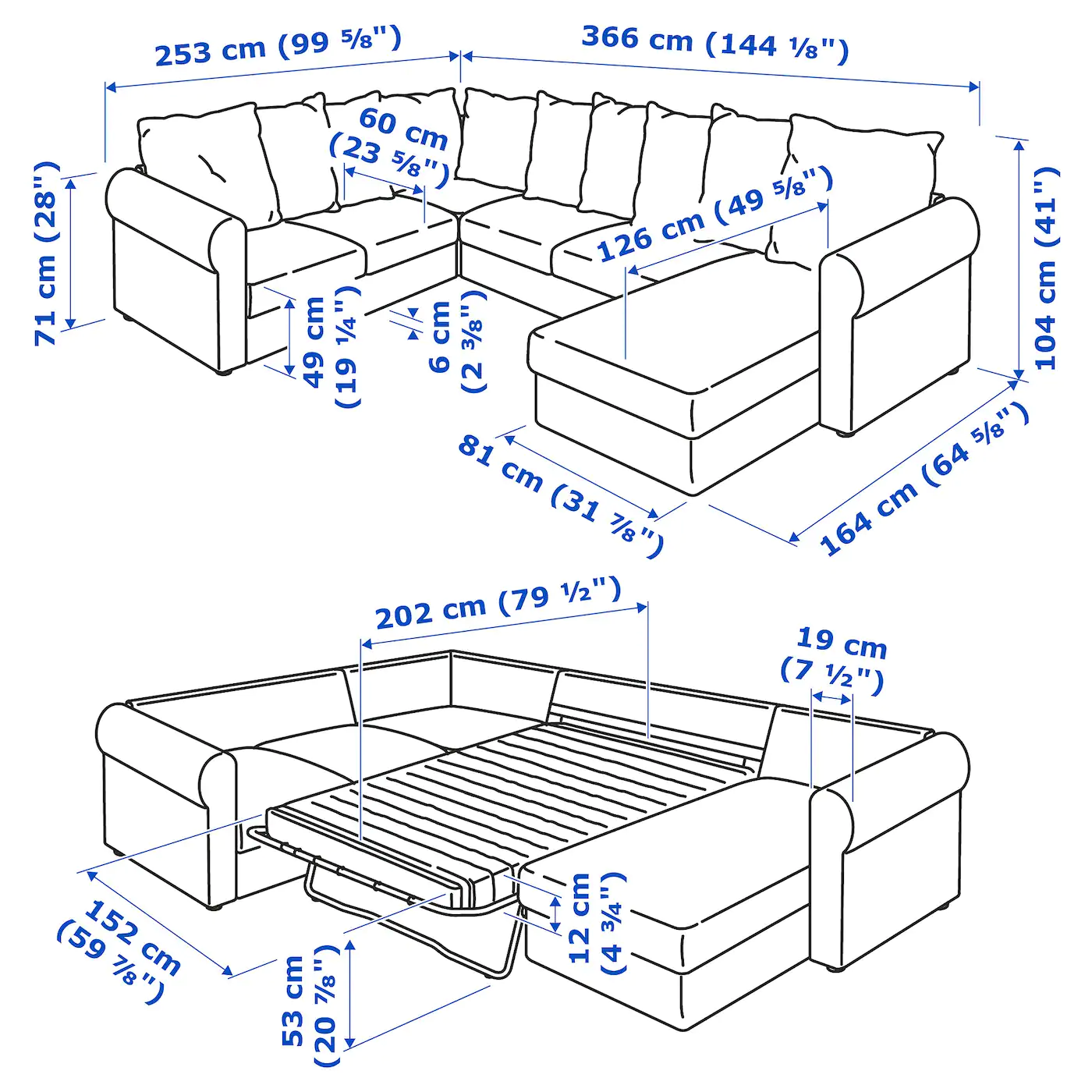 IKEA HÄRLANDA Corner Sleeper Sofa, 5seat With Chaise/Ljungen Light Red - Image 7