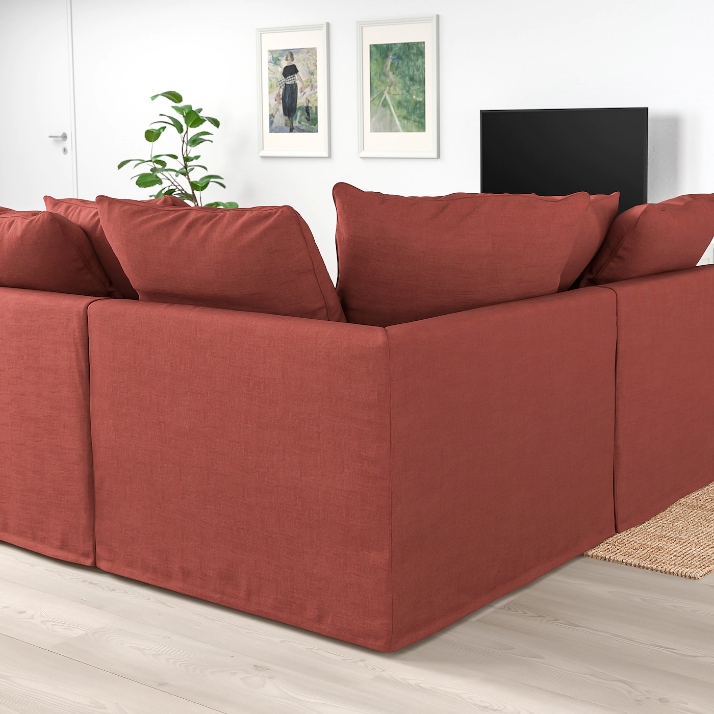IKEA HÄRLANDA Corner Sleeper Sofa, 5seat With Chaise/Ljungen Light Red - Image 3