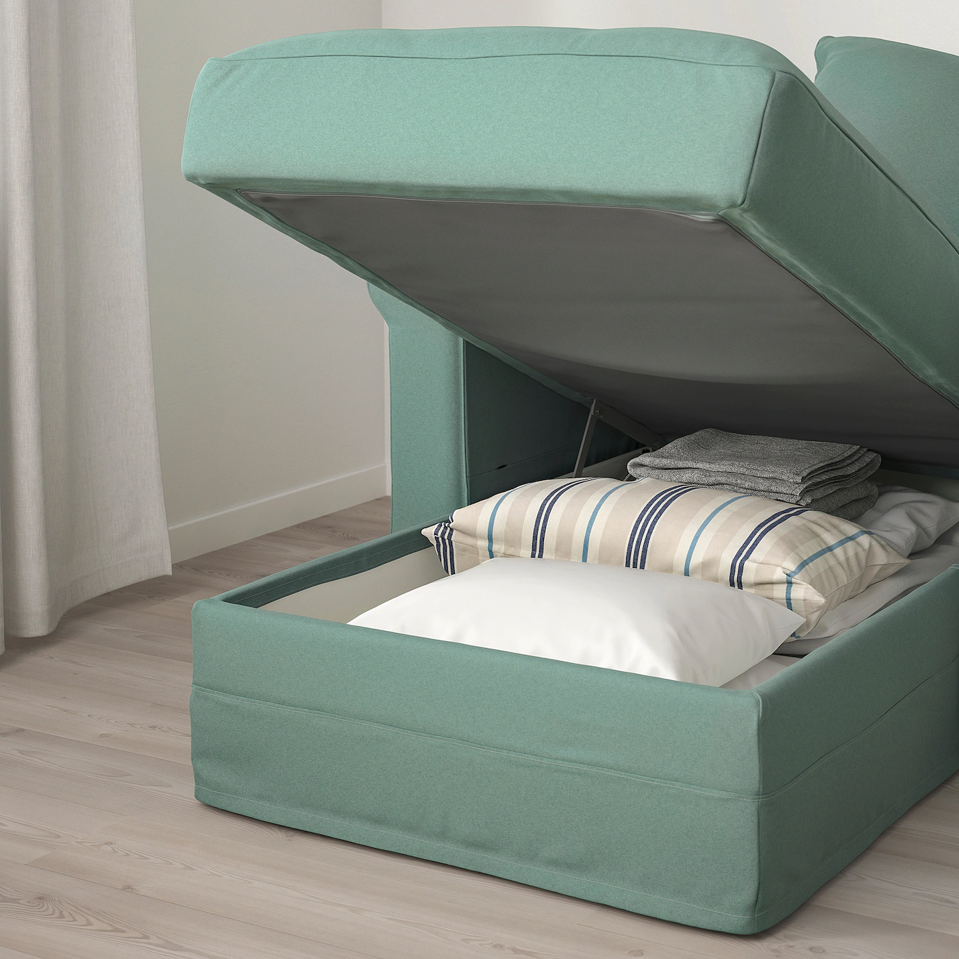 IKEA HÄRLANDA Sleeper Sofa With Chaise/Ljungen Light Green - Image 5