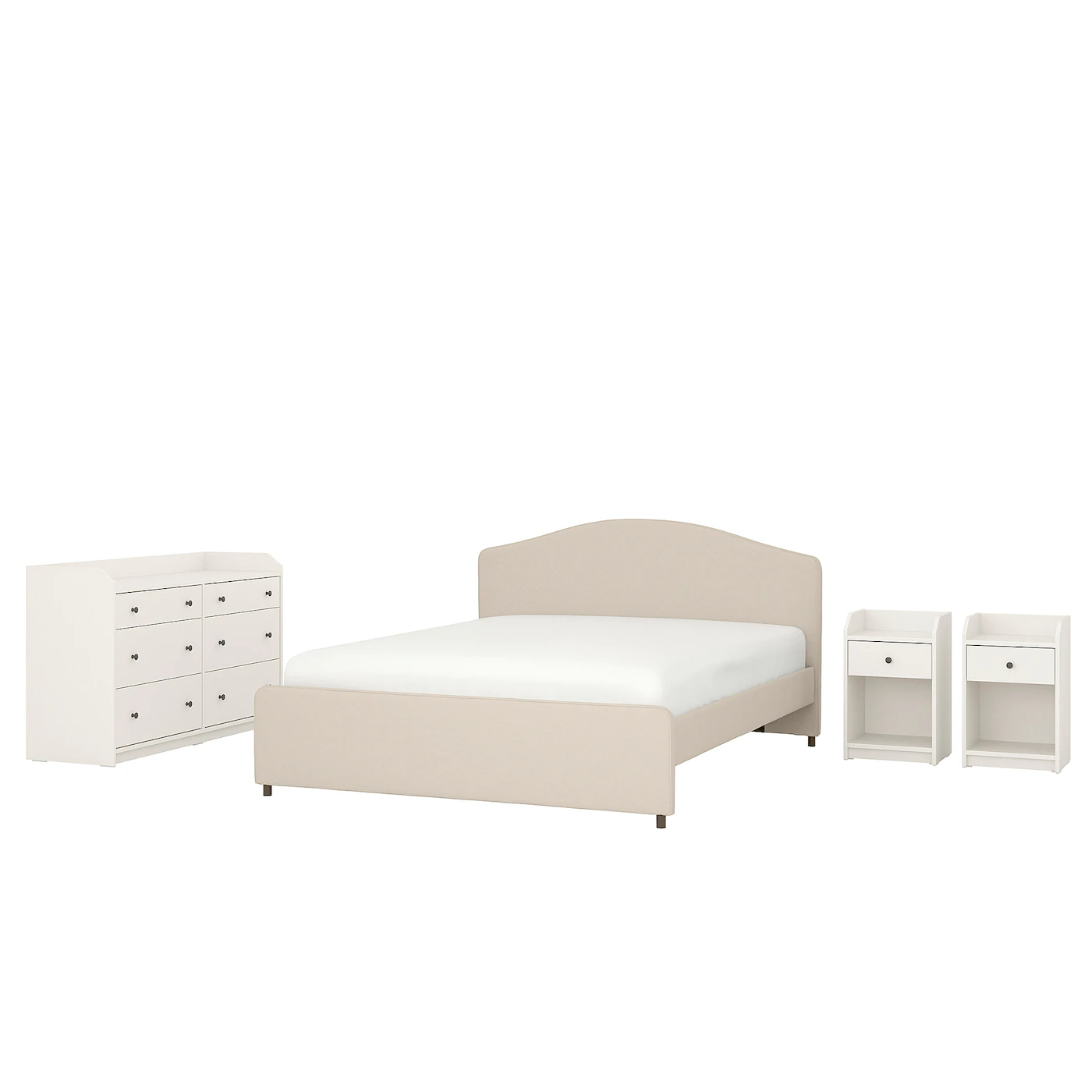 IKEA HAUGA Bedroom Furniture, Set Of 4 Lofallet Beige/white Full