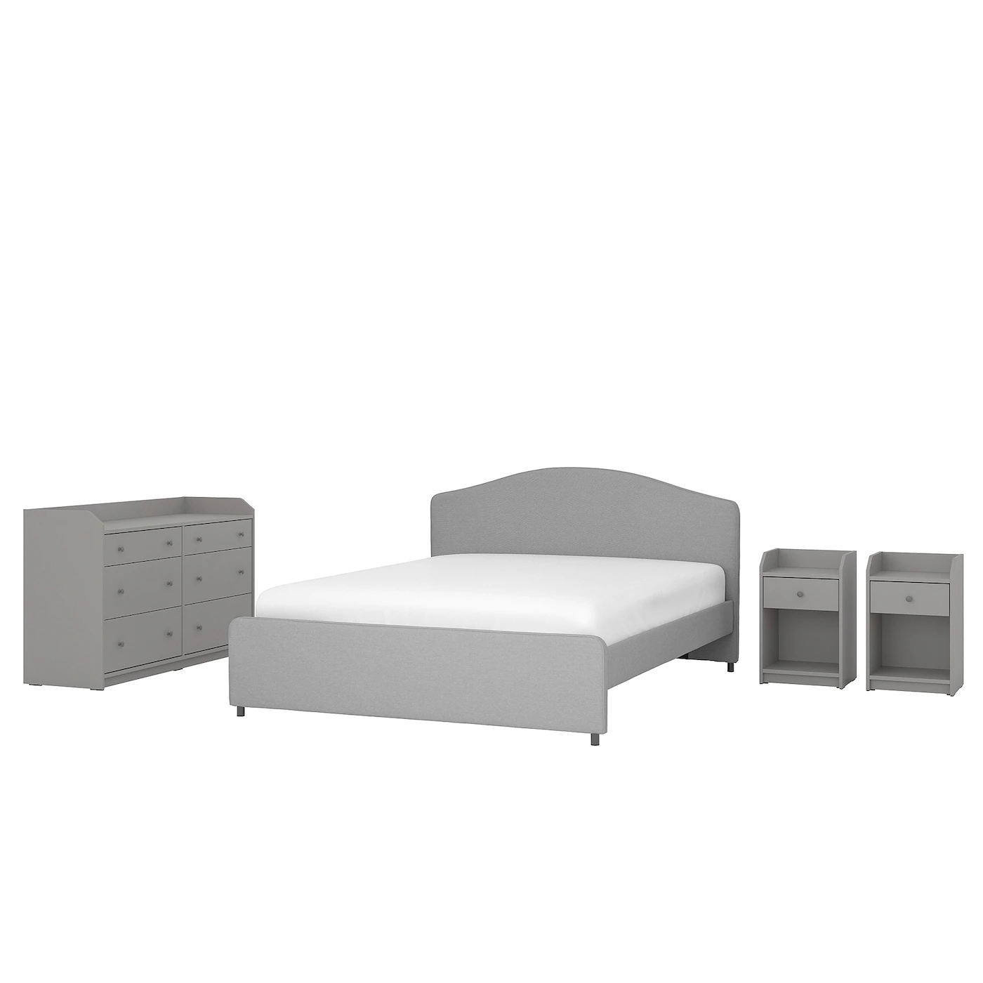 IKEA HAUGA Bedroom Furniture, Set Of 4 Vissle Gray Queen