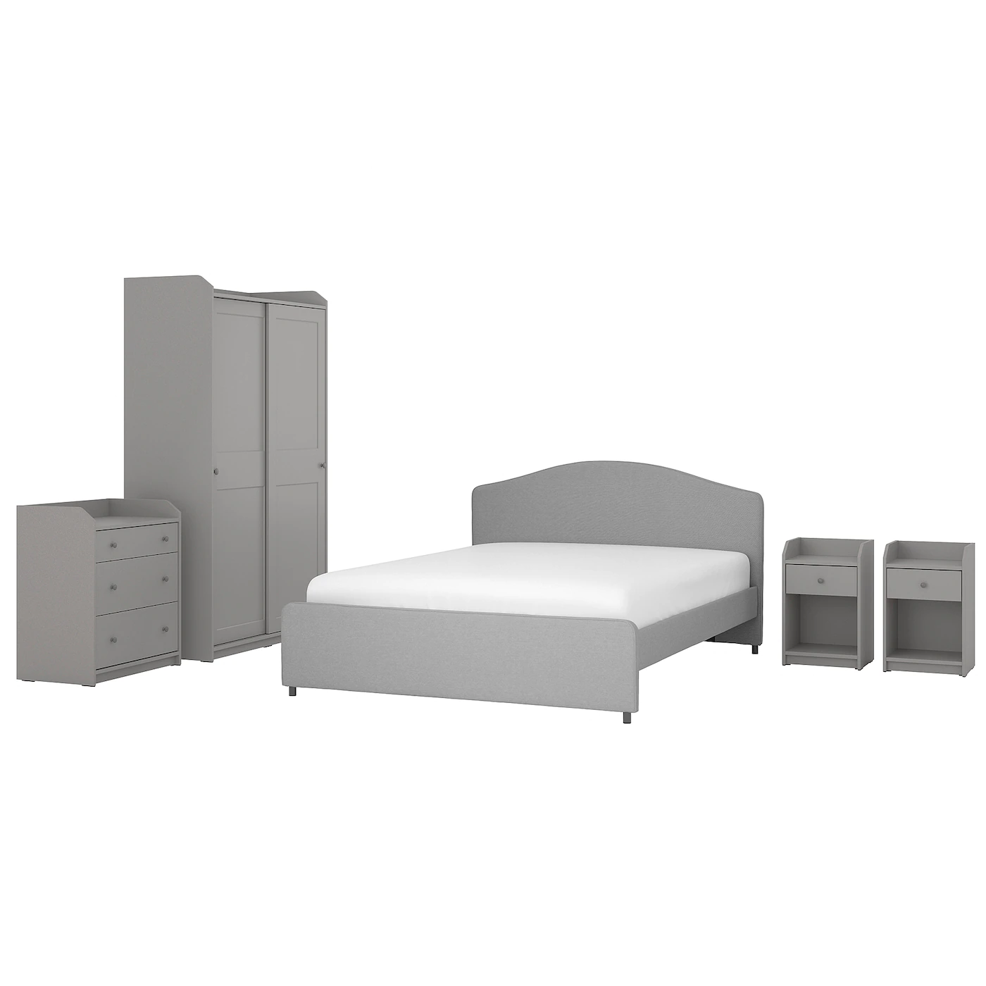 IKEA HAUGA Bedroom Furniture, Set Of 5 Vissle Gray Full