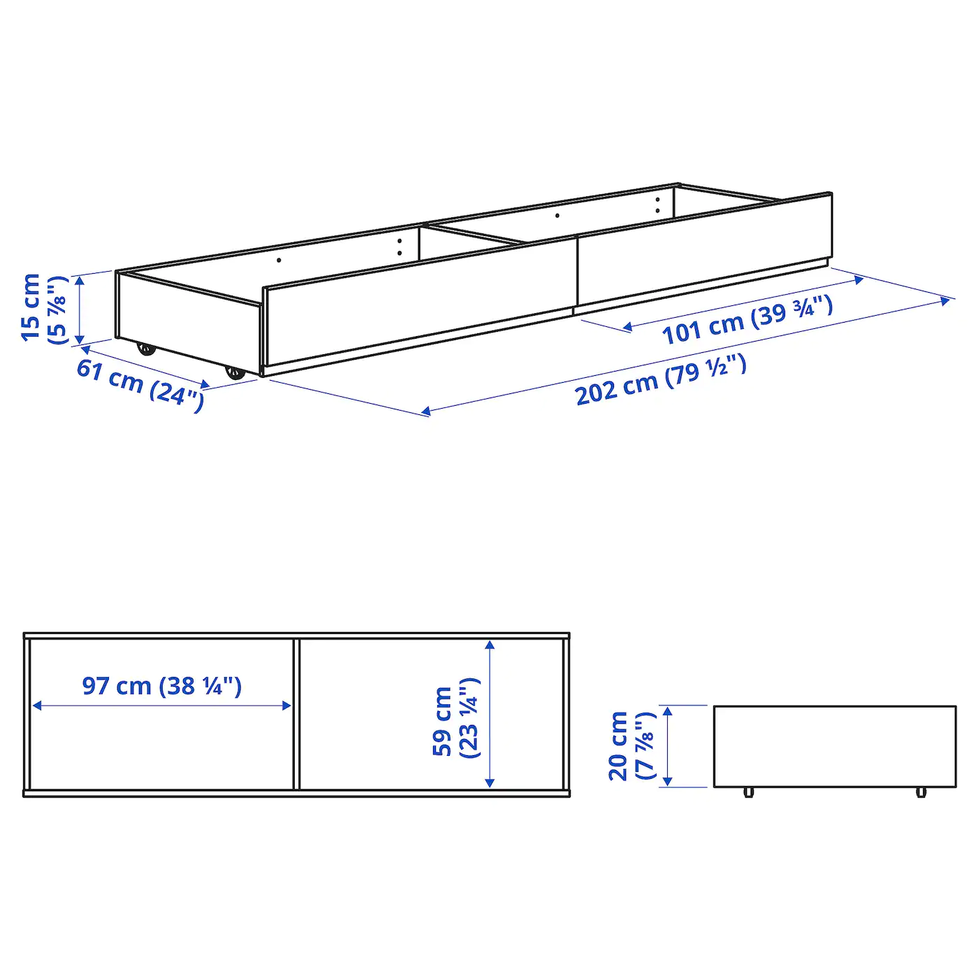 IKEA HAUGA Upholstered Bed Storage Box Lofallet Beige Queen/King - Image 3