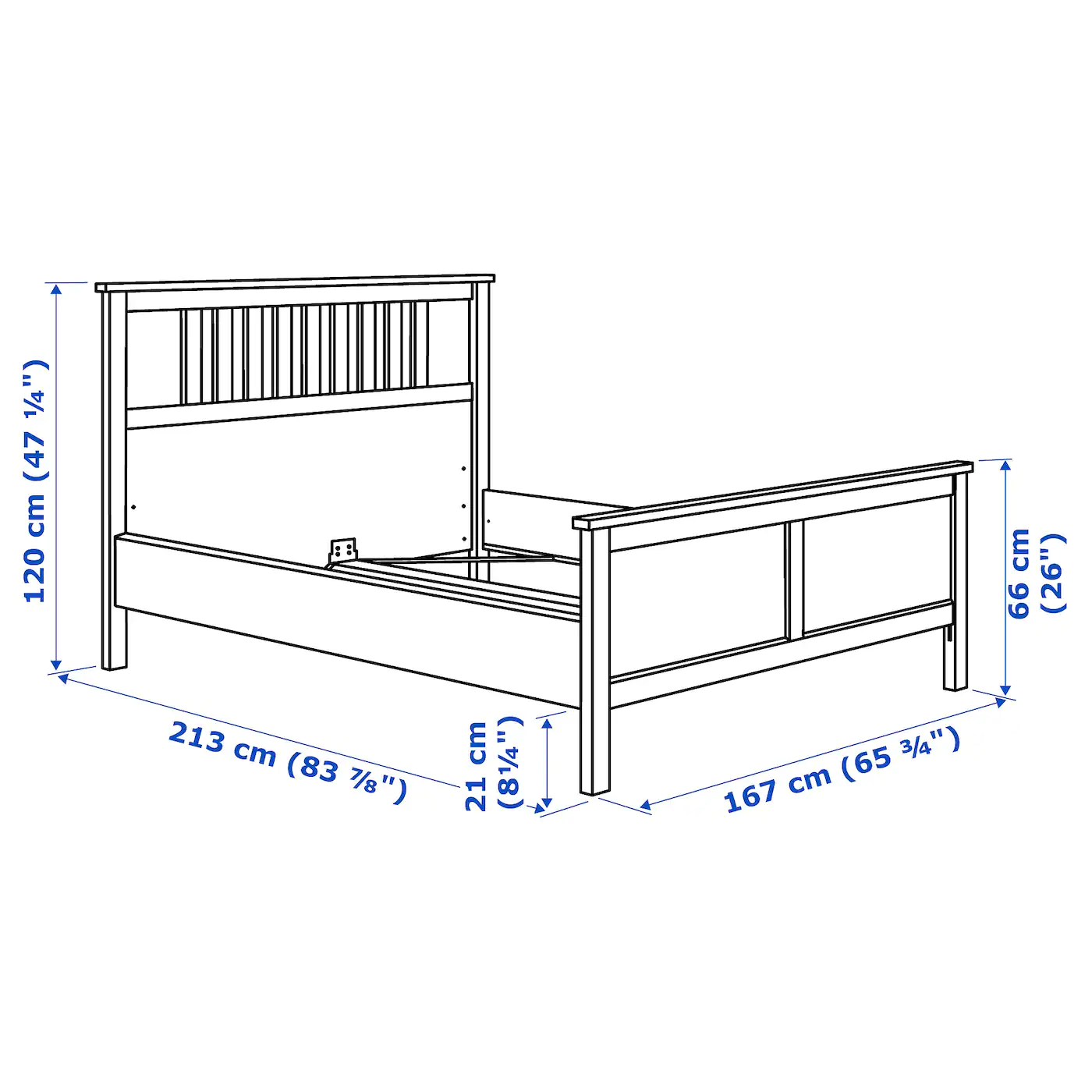 IKEA HEMNES Bed Frame Dark Gray Stained/Lönset Queen - Image 5