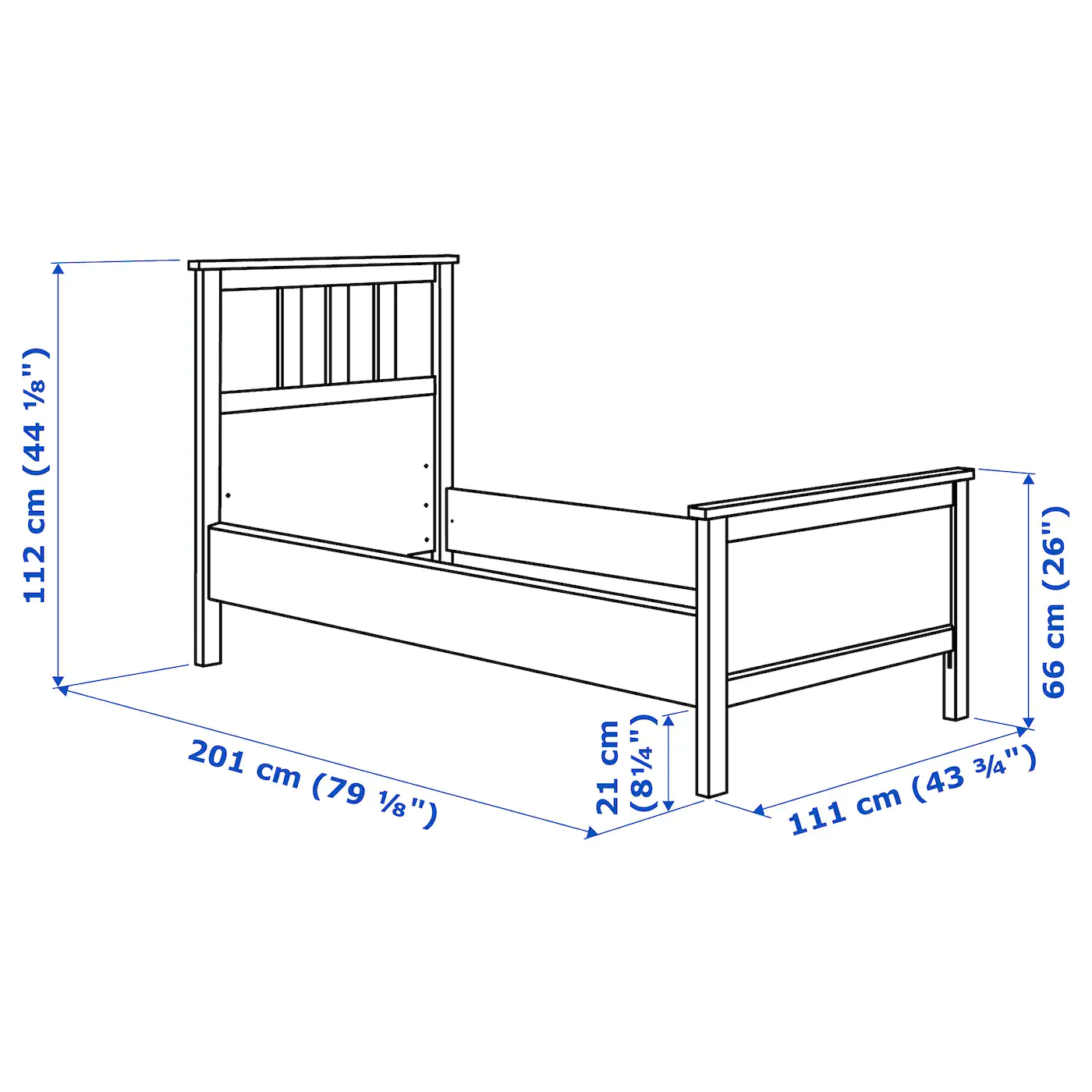 IKEA HEMNES Bed Frame Dark Gray Stained/Luröy Twin - Image 4