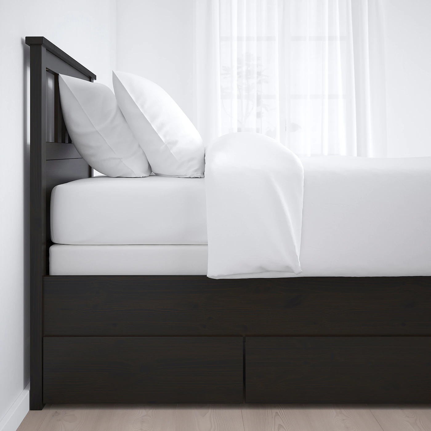 IKEA HEMNES Bed Frame With 2 Storage Boxes Blackbrown/Espevär Twin - Image 3