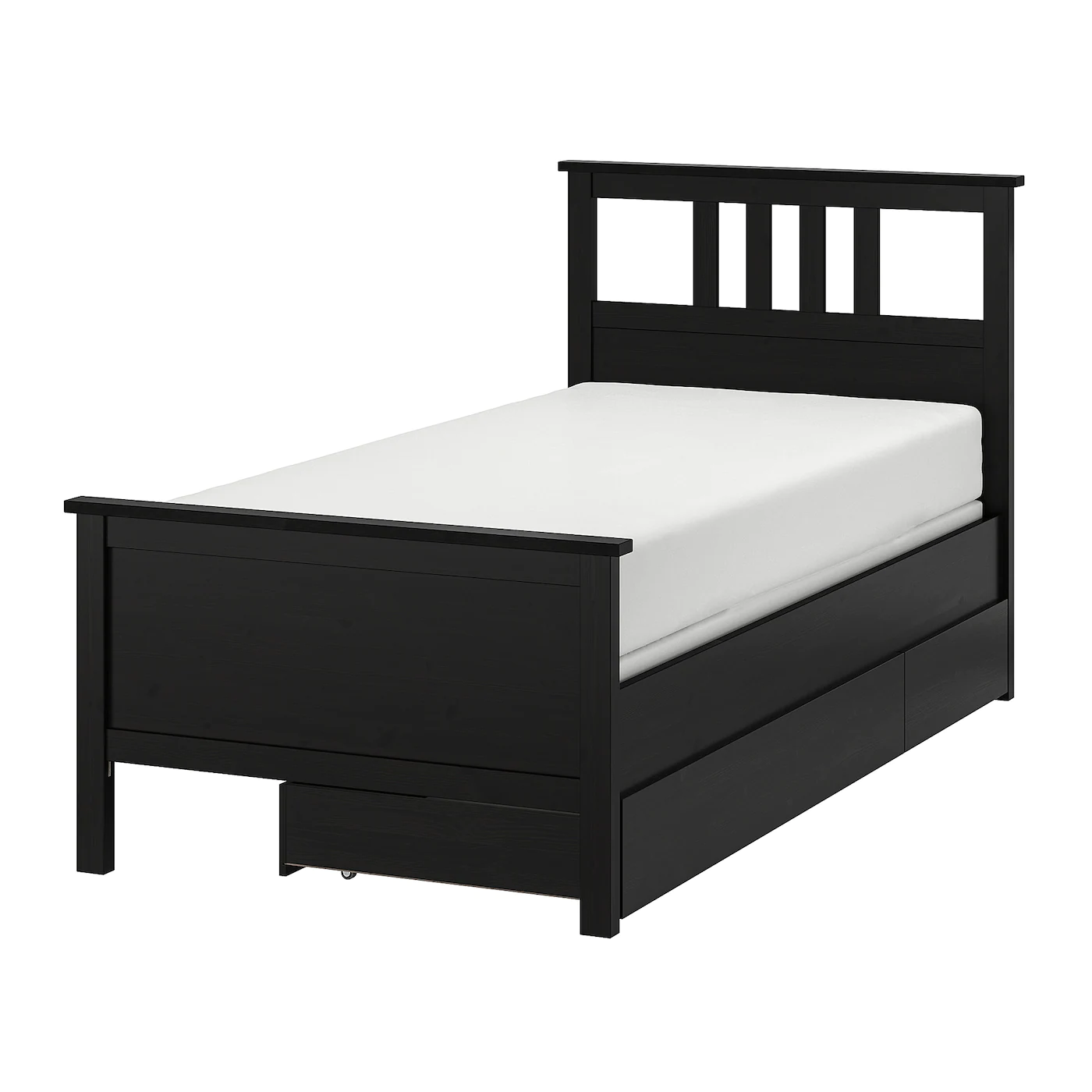 IKEA HEMNES Bed Frame With 2 Storage Boxes Dark Gray Stained/Espevär Twin - Image 8