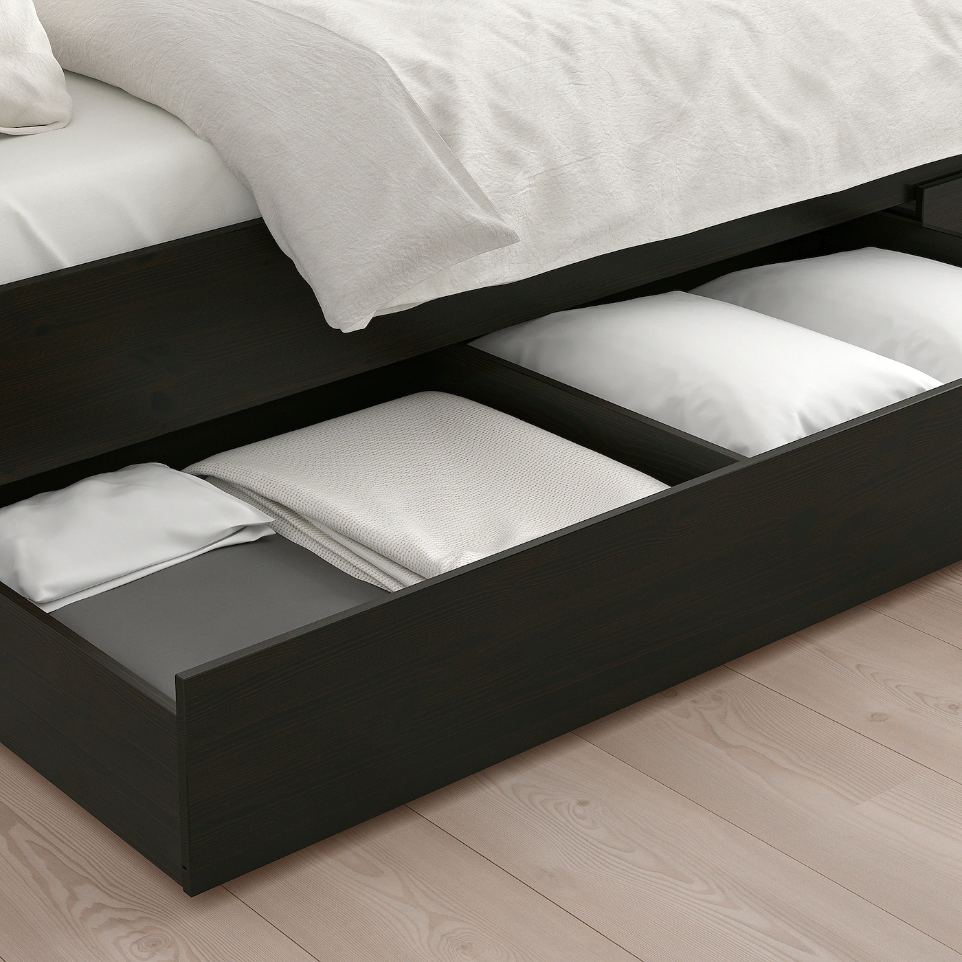 IKEA HEMNES Bed Frame With 2 Storage Boxes Blackbrown/Espevär Twin - Image 4