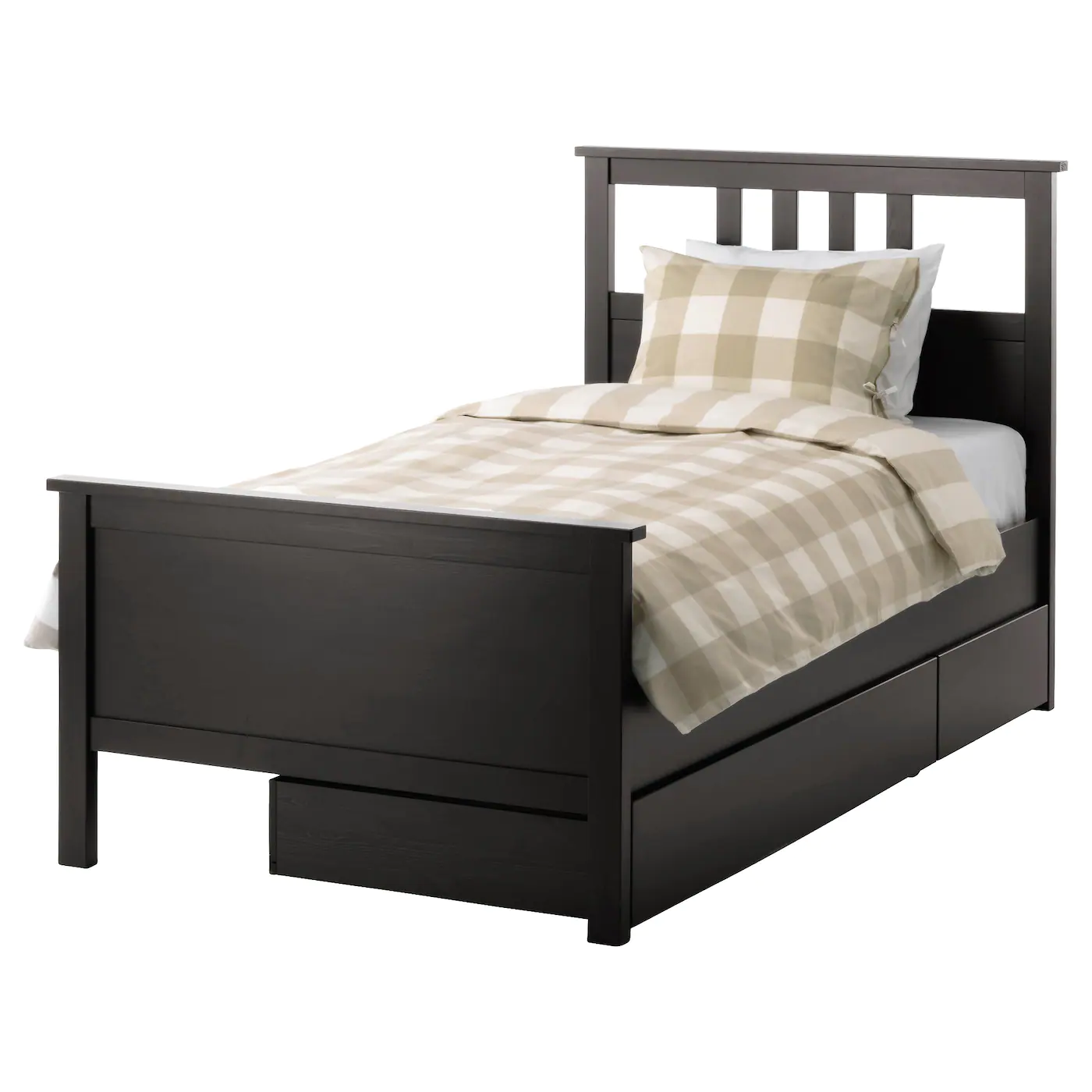 IKEA HEMNES Bed Frame With 2 Storage Boxes Blackbrown/Lönset Twin