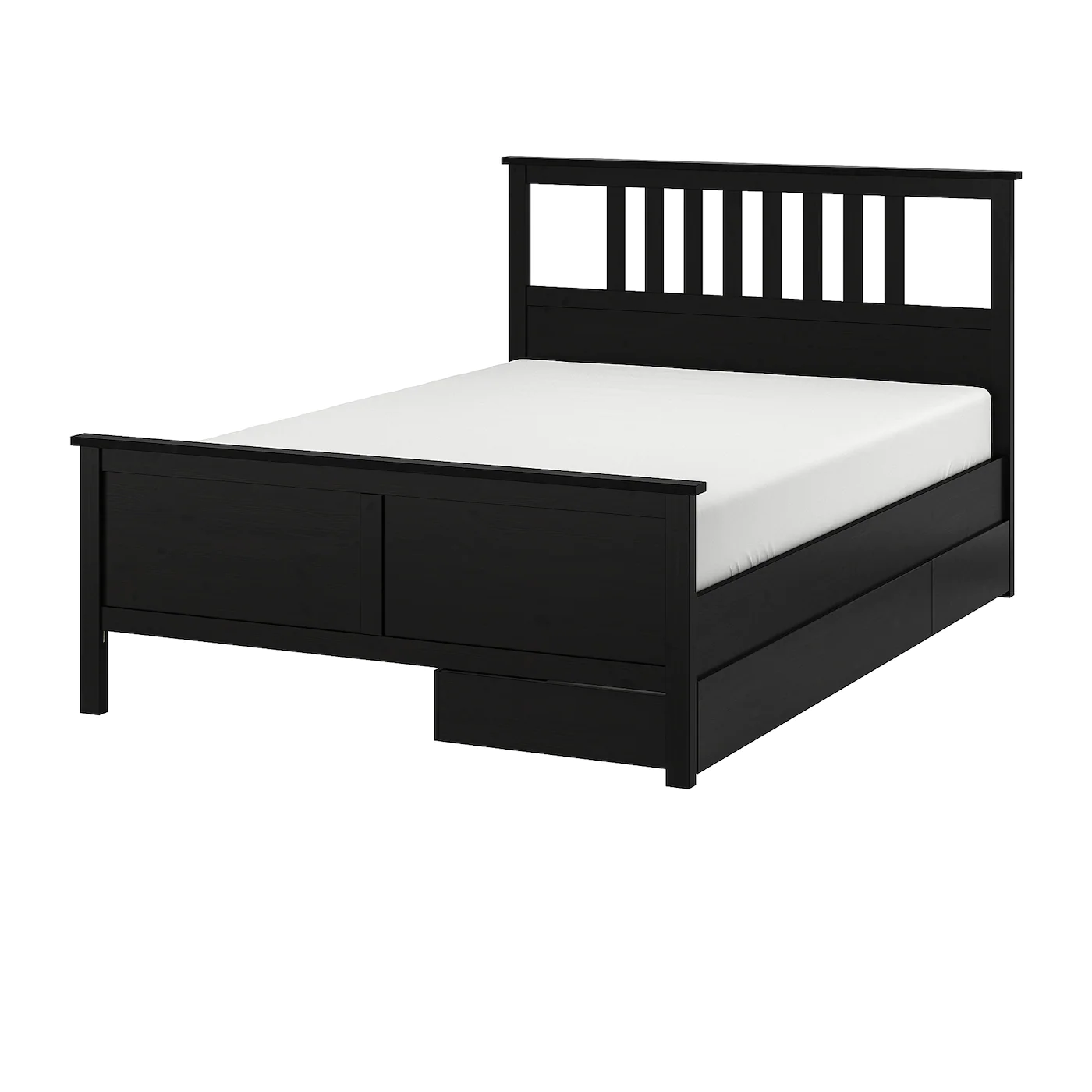 IKEA HEMNES Bed Frame With 2 Storage Boxes Blackbrown/Luröy Queen