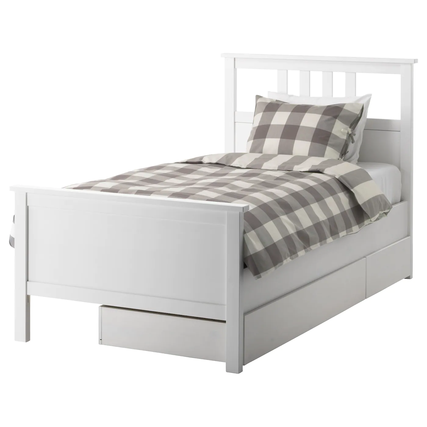 IKEA HEMNES Bed Frame With 2 Storage Boxes White Stain/Lönset Twin