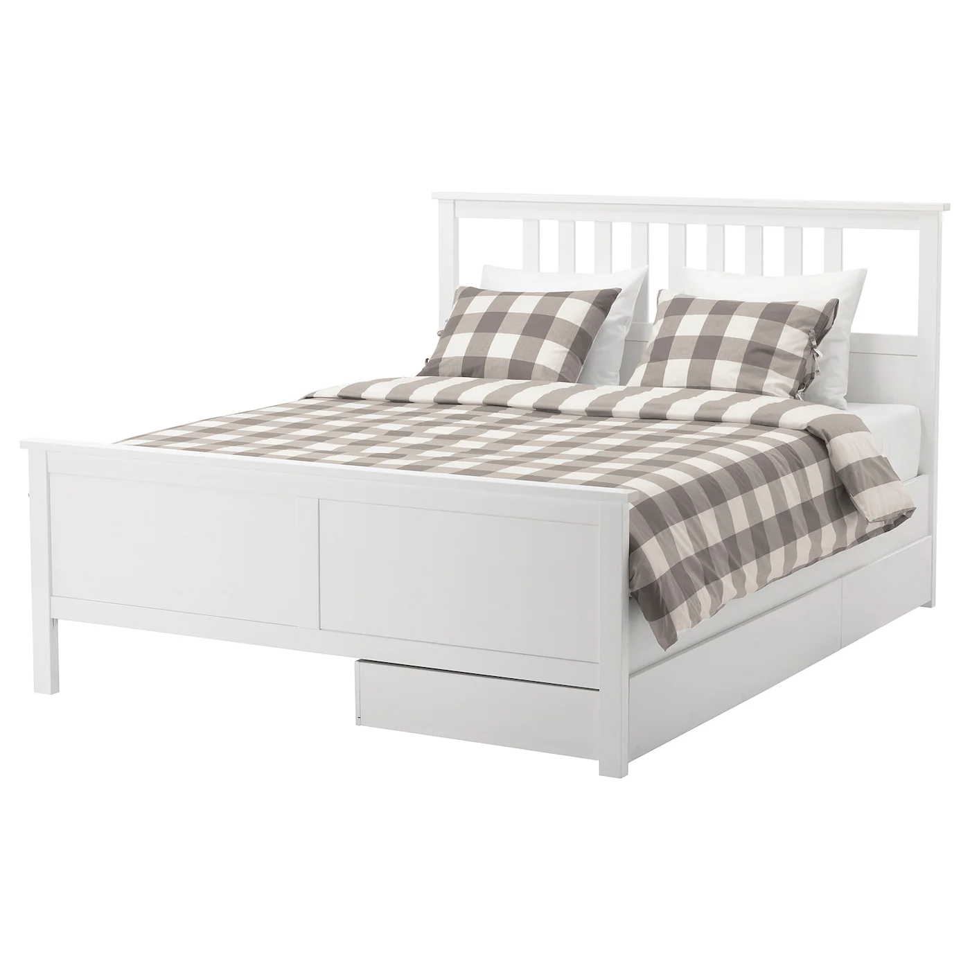 IKEA HEMNES Bed Frame With 2 Storage Boxes White Stain/Lönset Queen