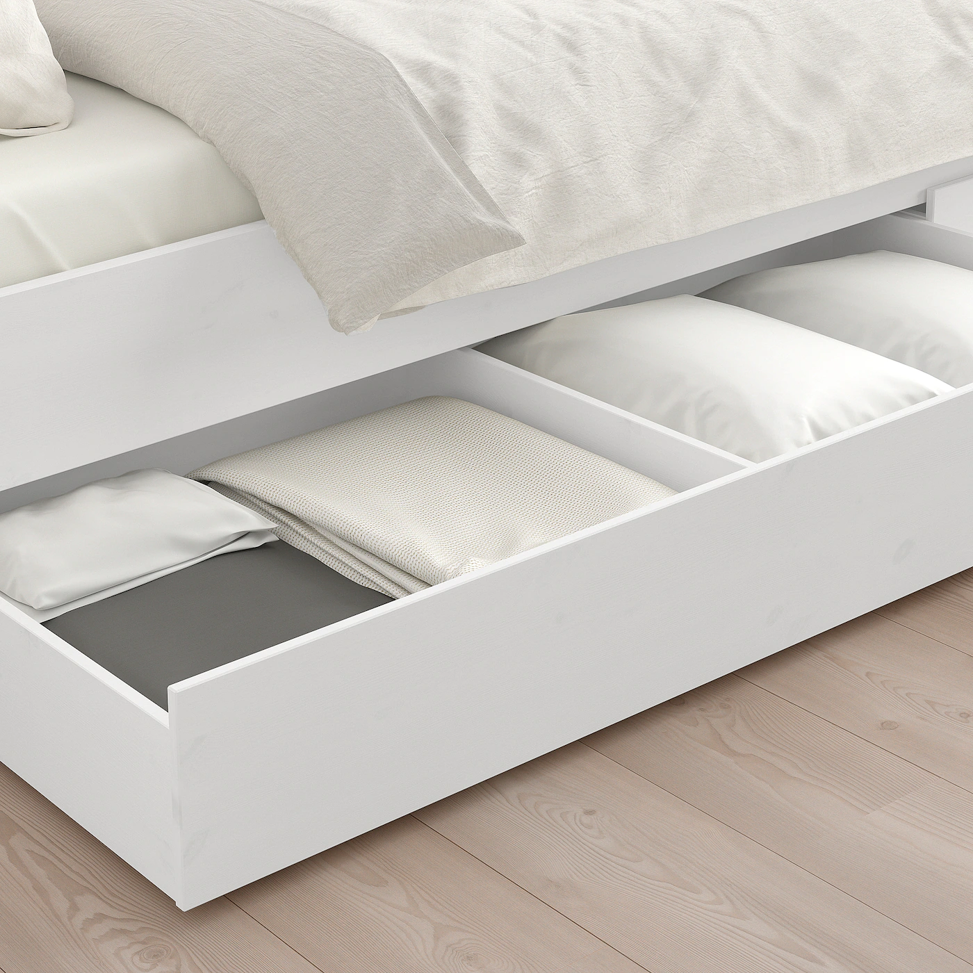 IKEA HEMNES Bed Frame With 2 Storage Boxes White Stain/Lönset Twin - Image 3