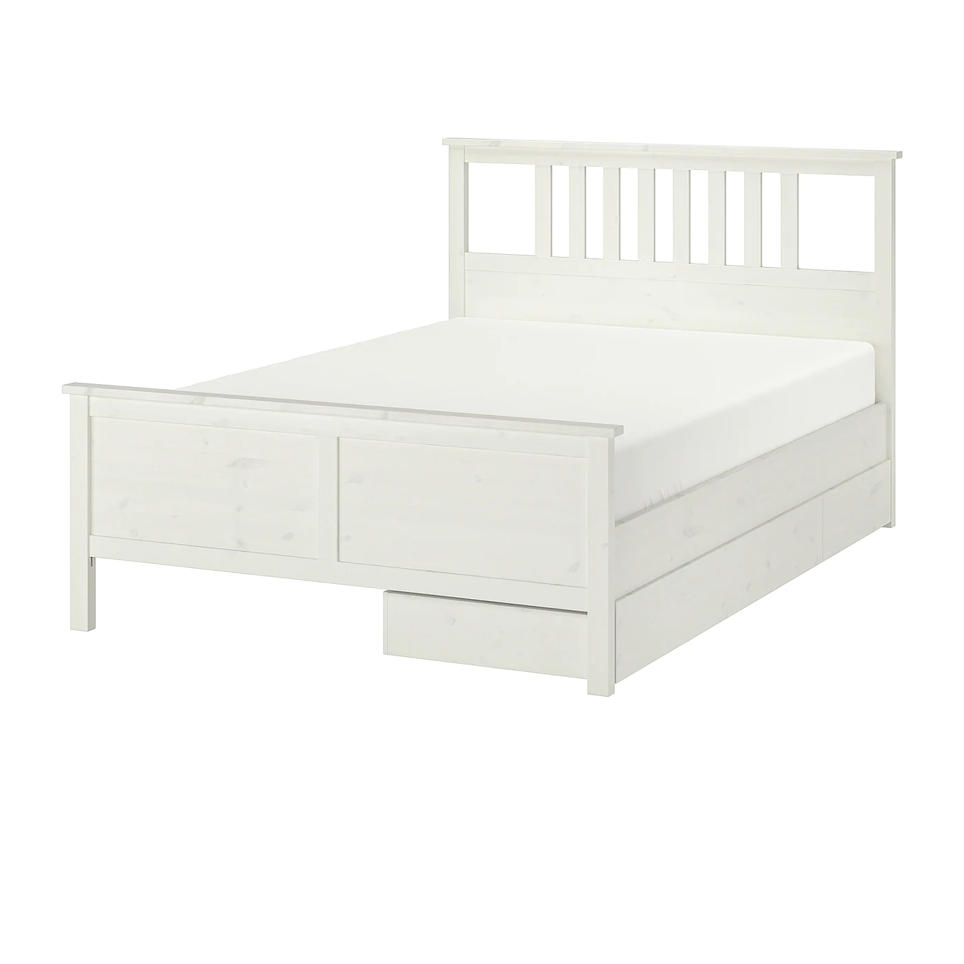 IKEA HEMNES Bed Frame With 2 Storage Boxes White Stain/Luröy Queen
