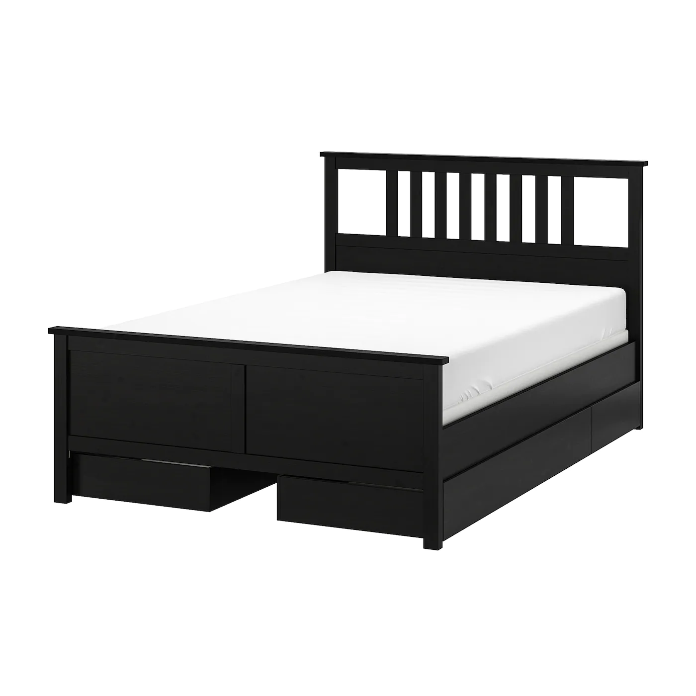 IKEA HEMNES Bed Frame With 4 Storage Boxes Blackbrown/Espevär King