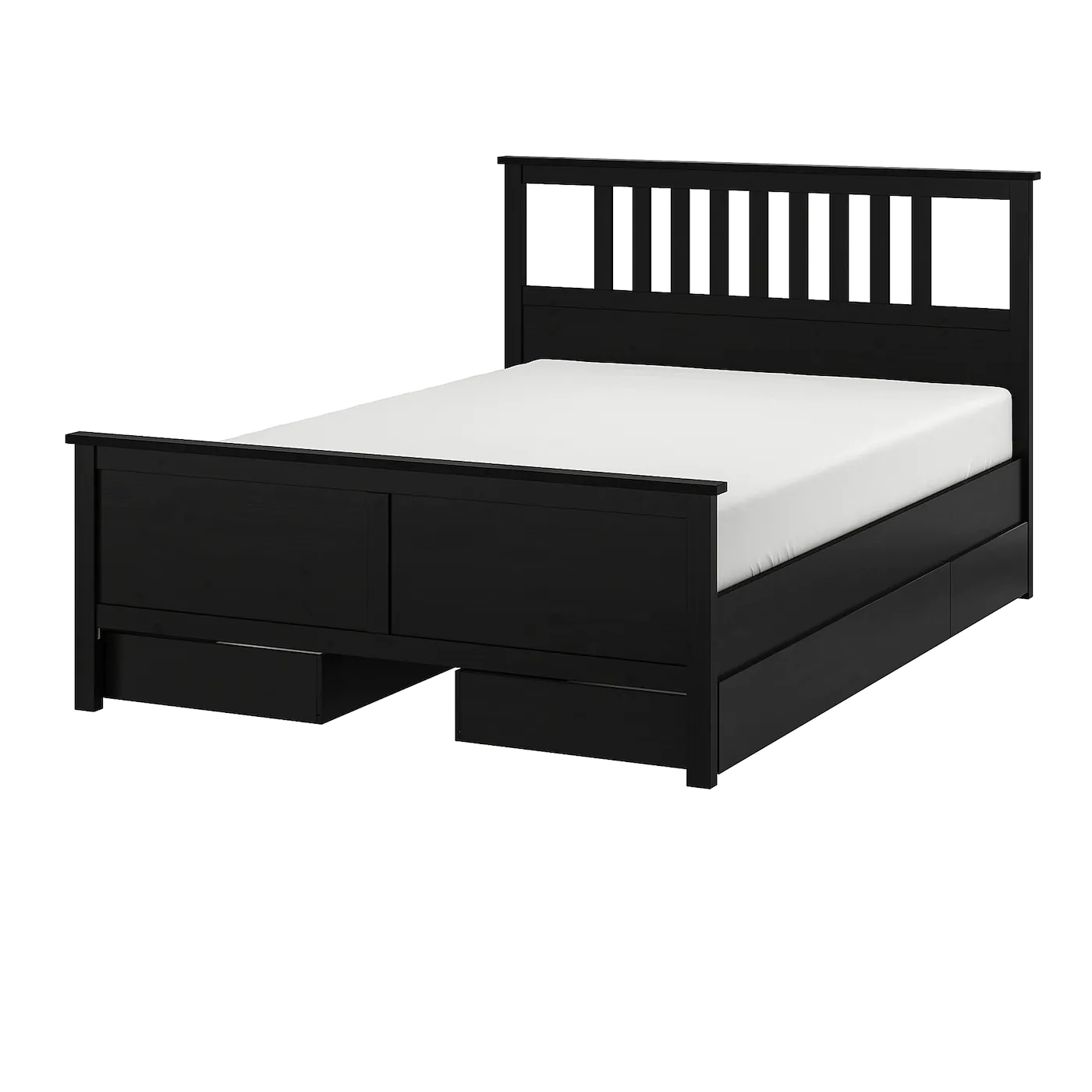 IKEA HEMNES Bed Frame With 4 Storage Boxes Blackbrown/Luröy Full