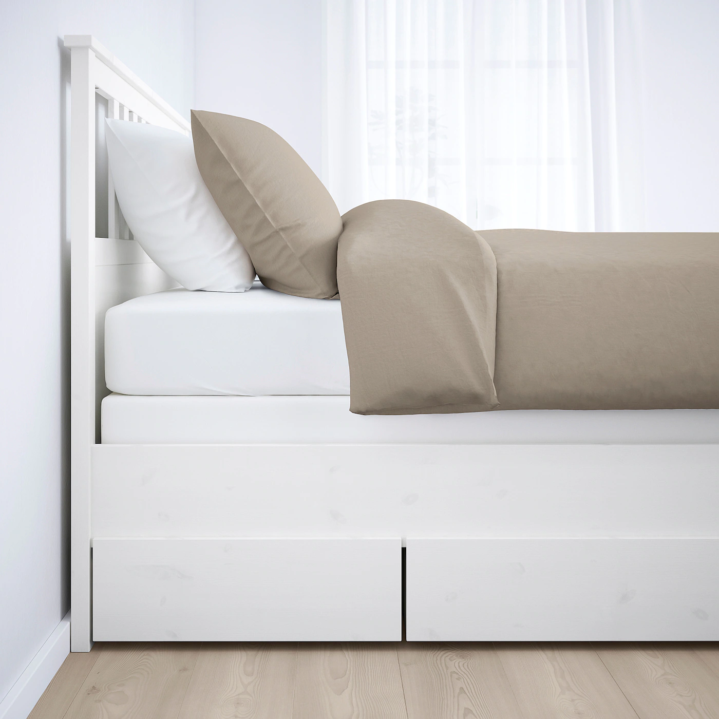 IKEA HEMNES Bed Frame With 4 Storage Boxes White Stain/Espevär Queen - Image 3