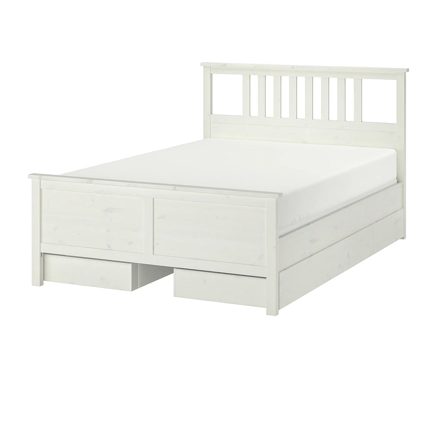 IKEA HEMNES Bed Frame With 4 Storage Boxes White Stain/Luröy Full - Image 9