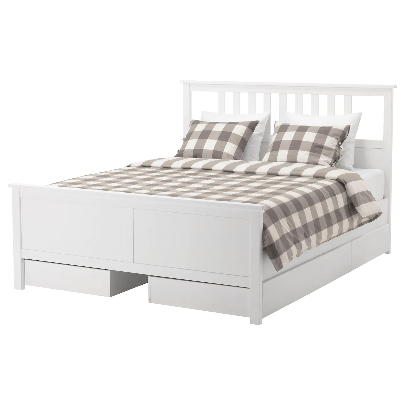 IKEA HEMNES Bed Frame With 4 Storage Boxes White Stain/Luröy King - Image 9