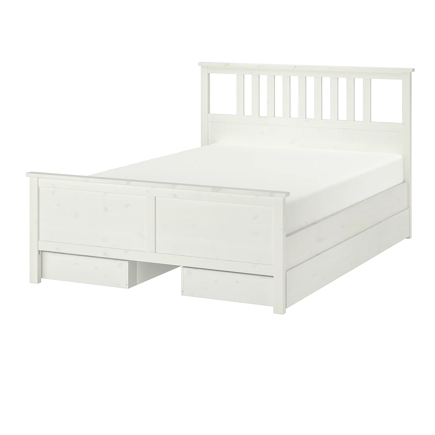 IKEA HEMNES Bed Frame With 4 Storage Boxes White Stain/Luröy Queen