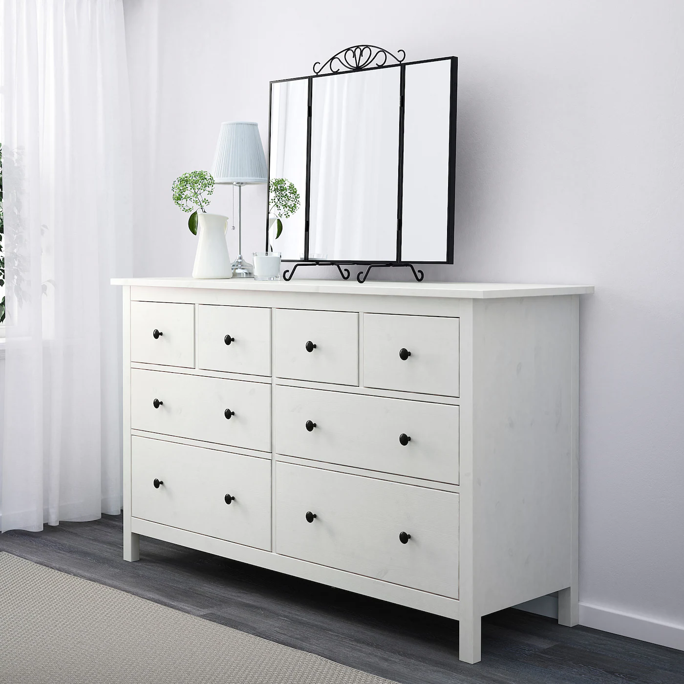IKEA HEMNES Bedroom Furniture, Set Of 3 White Stain Twin - Image 5
