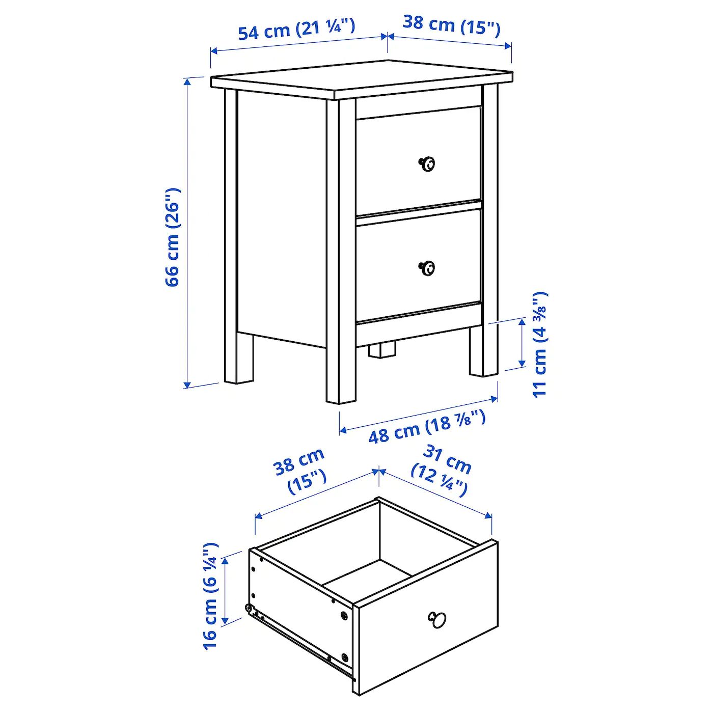 IKEA HEMNES Bedroom Furniture, Set Of 3 White Stain Twin - Image 8