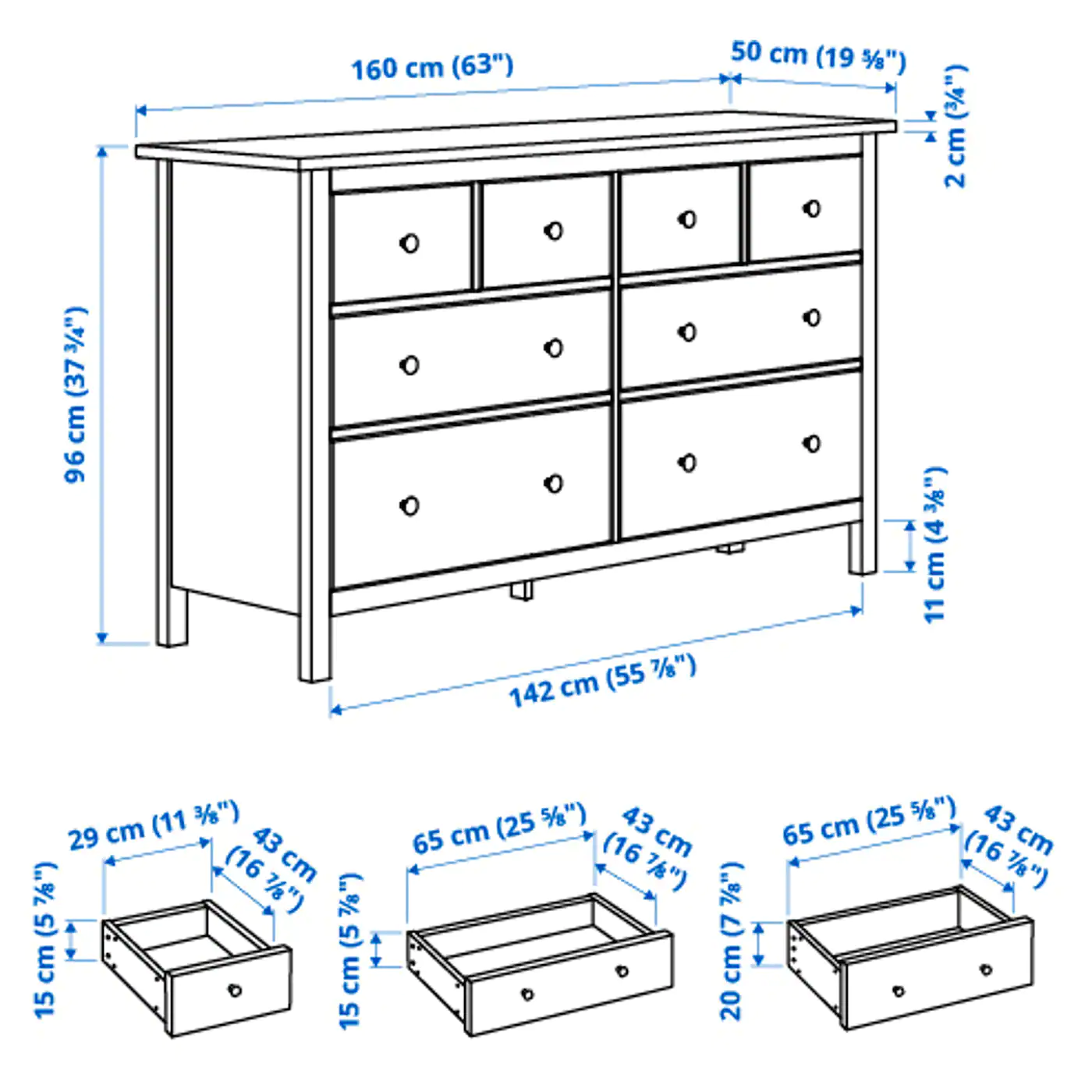IKEA HEMNES Bedroom Furniture, Set Of 3 White Stain Twin - Image 9