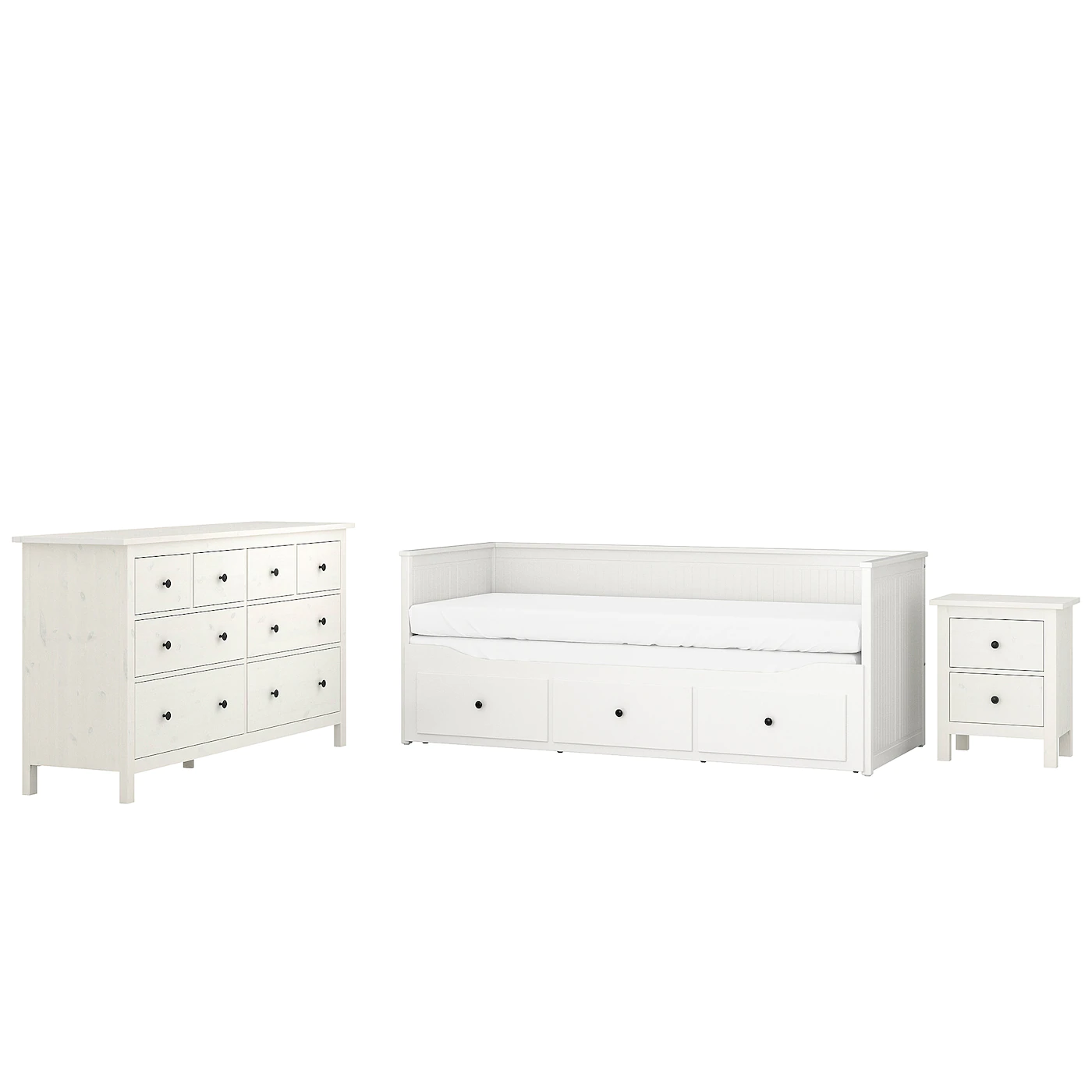 IKEA HEMNES Bedroom Furniture, Set Of 3 White Stain Twin