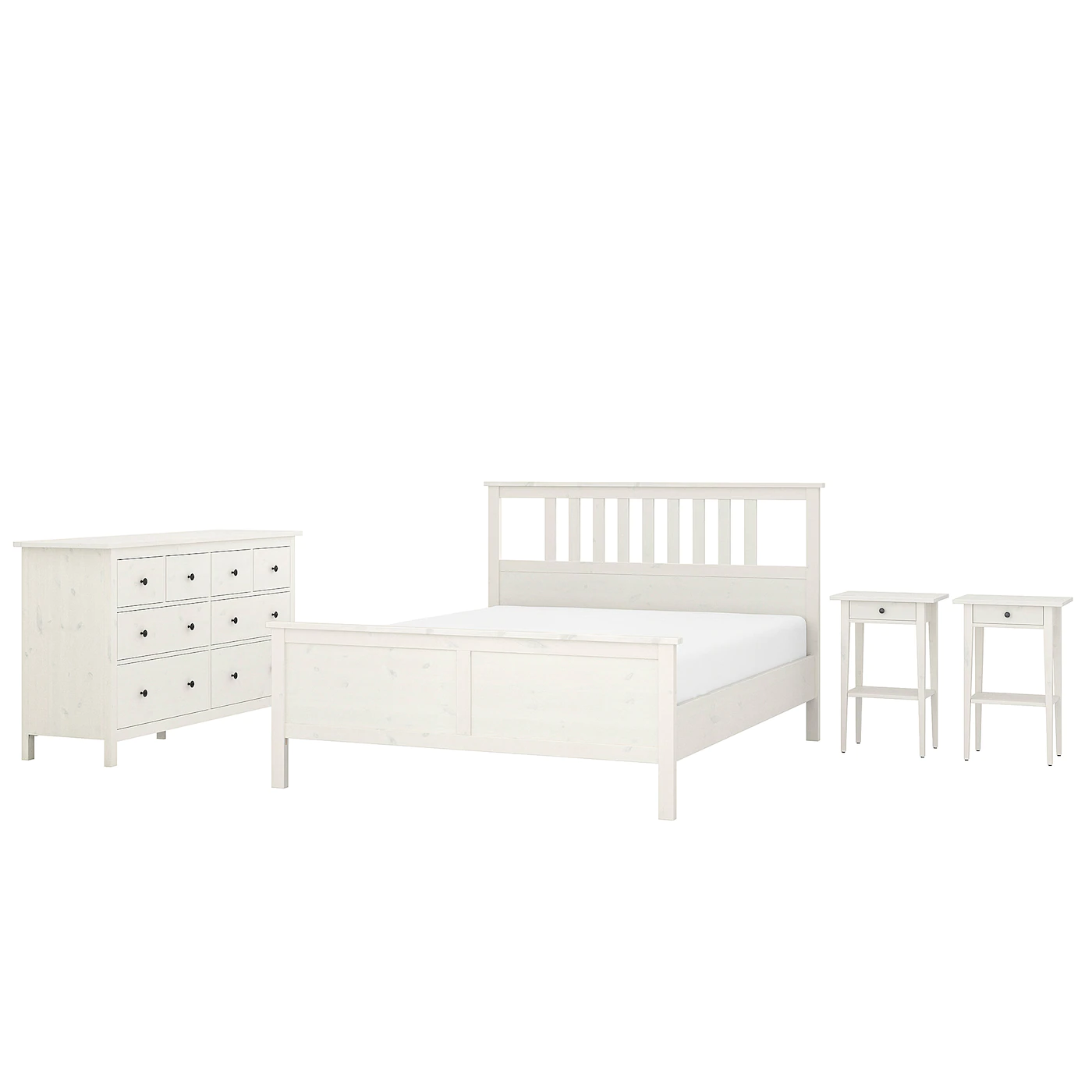 IKEA HEMNES Bedroom Furniture, Set Of 4 White Stain Queen