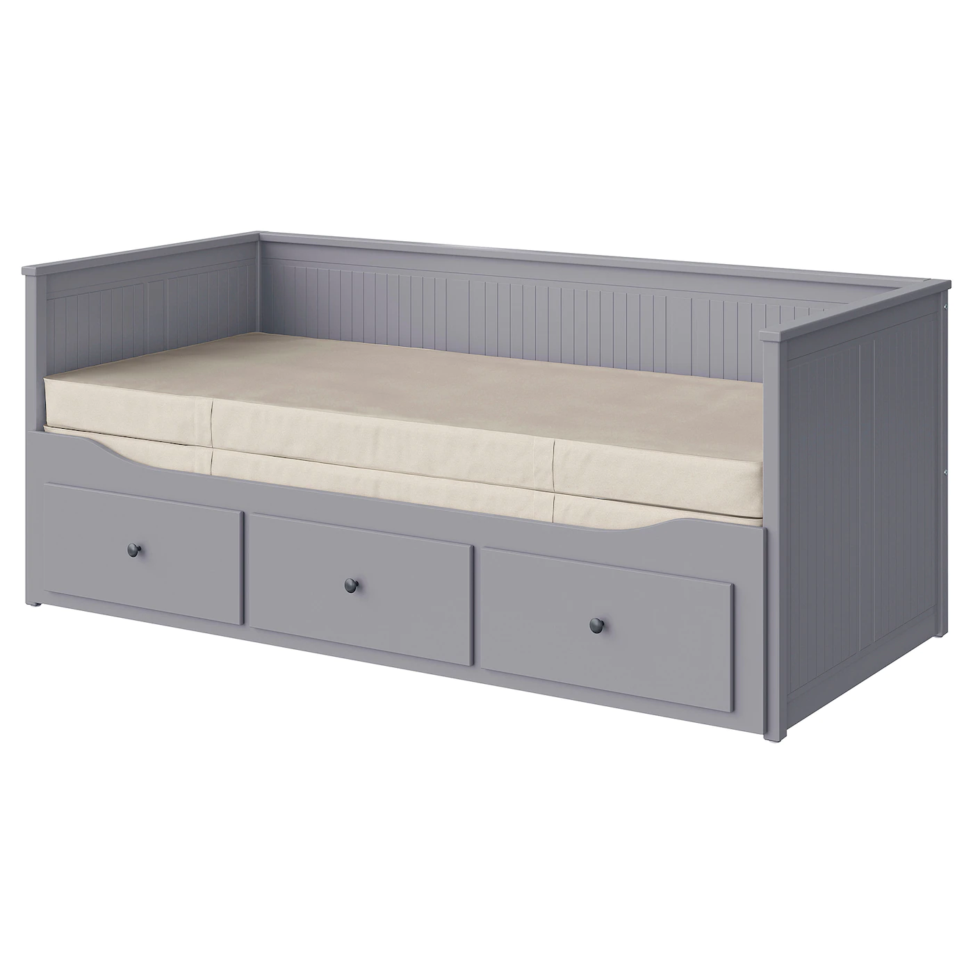 IKEA HEMNES Daybed With 3 Drawers/2 Mattresses Gray/Vannareid Medium Firm Twin