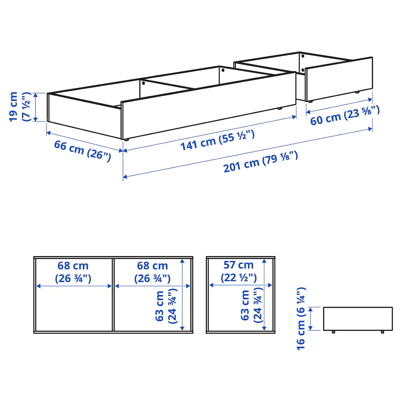 IKEA HEMNES Underbed Storage Box, Set Of 2 White Stain Queen/King - Image 3
