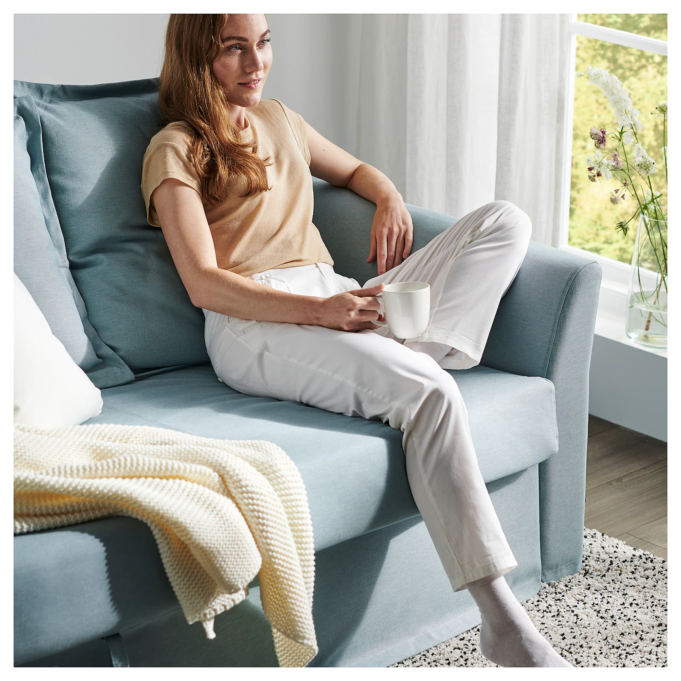 IKEA HOLMSUND Sleeper Sofa Orrsta Light Blue - Image 10